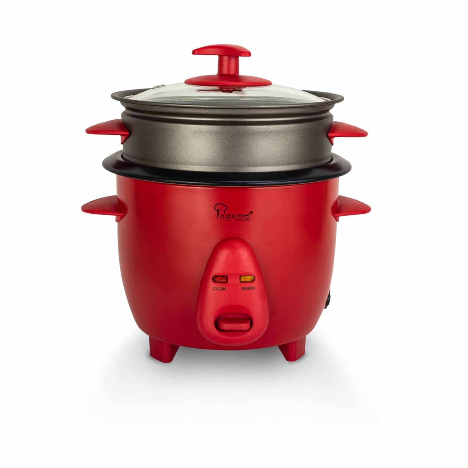 LA GOURMET 0.6l Rice Cooker With Non-stick Steamer - Red LGELRC413130-image null