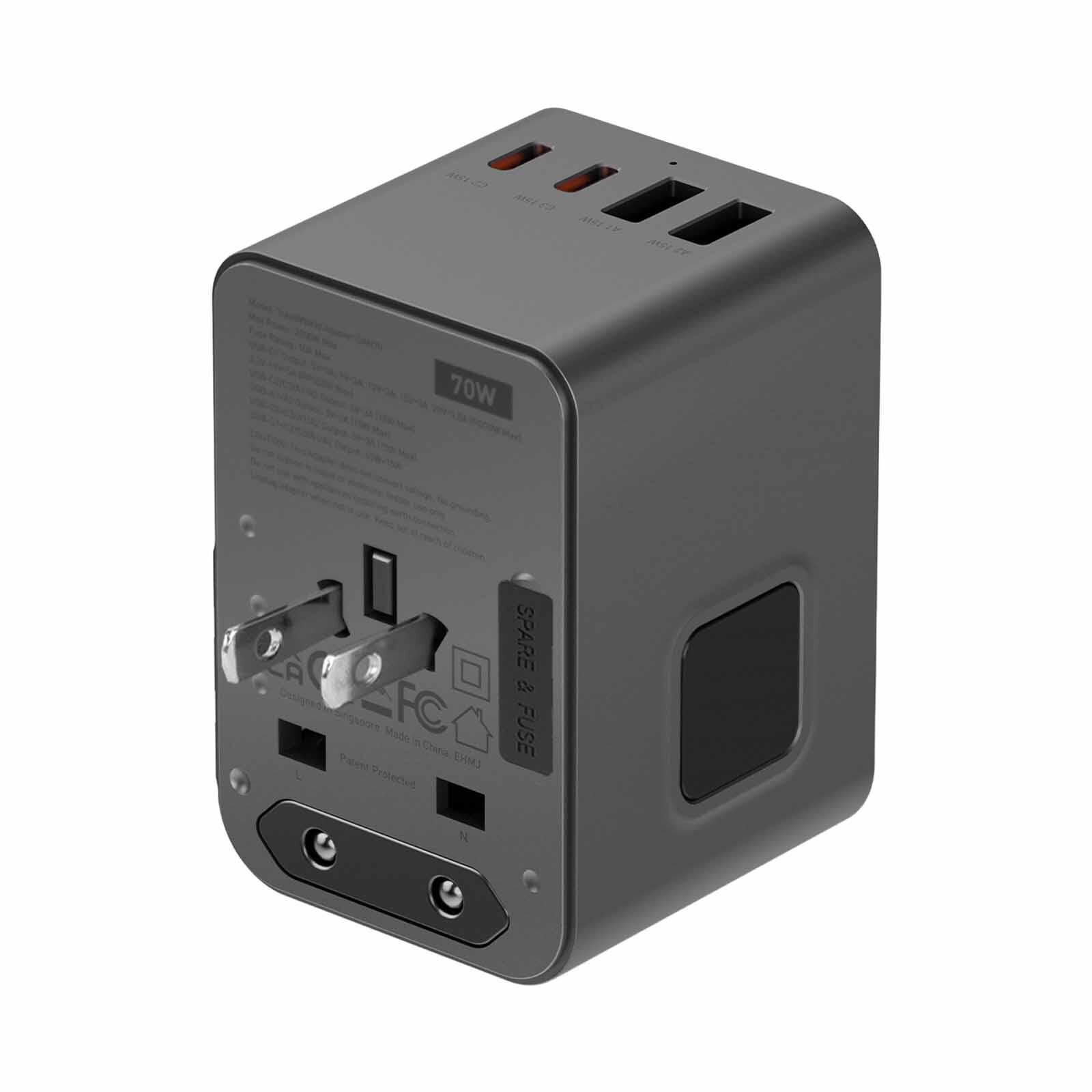 ENERGEA Travelworld Adapter Gan70, 3c2a 70w - Gunmetal TWA-GAN70-GUN-image 4