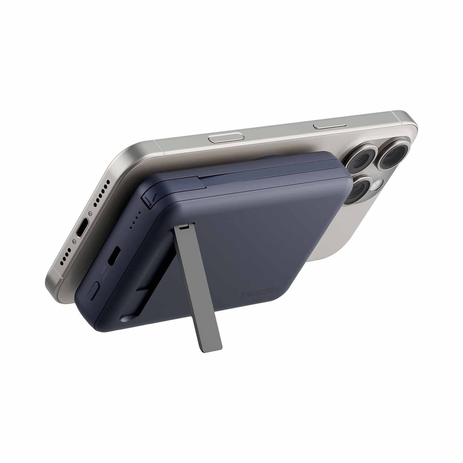 ENERGEA Magpac Pro Plus, 10000mah Magsafe Compatible Qi2 Powerbank With Built-in Cable And Stand - Blue MP-PROPLUS-BLU-image 3