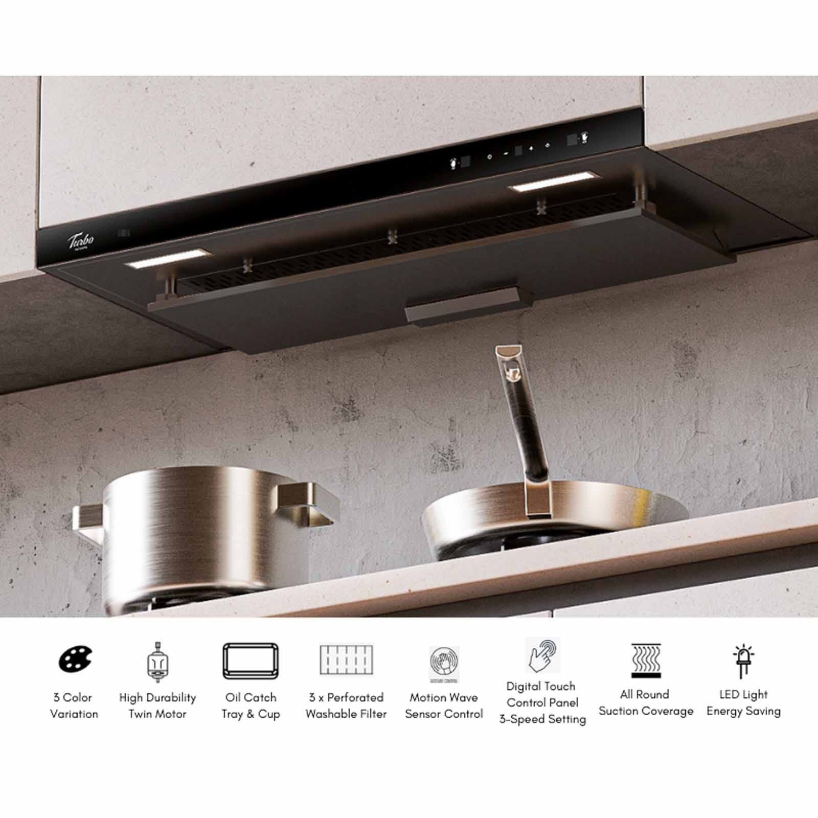 TURBO 90cm Slim Range Hood (exclude Installation) TSL616-90BK-image 2