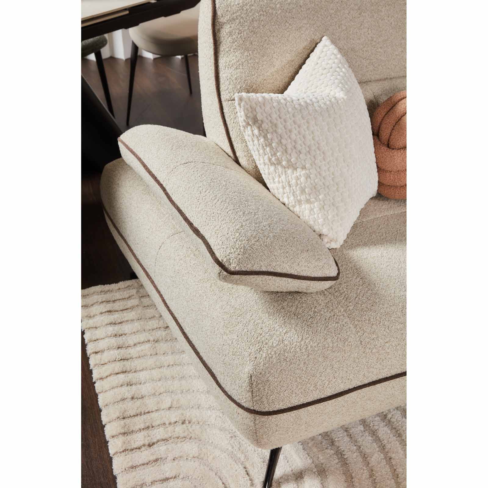MUZE 3pcs Modular Set W Wireless Charging (fab) F20 Beige Piping Diff Fabric Sofa OLWEN-image 5