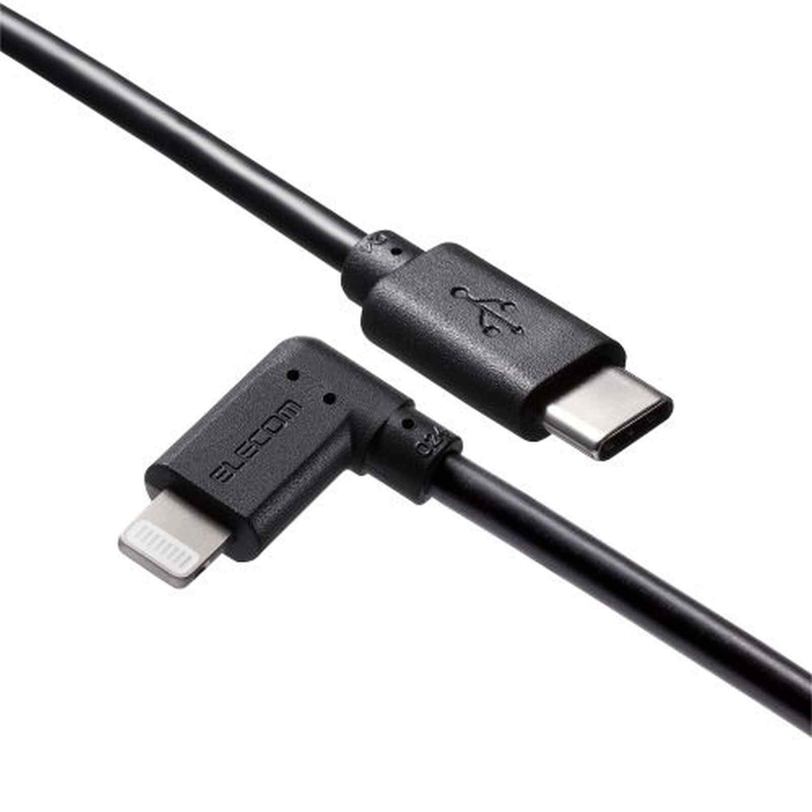 ELECOM Type C-lightning Cable Pd 1.2m L Shaped Anti Bacterial Black MPA-CLL12BK-image 3
