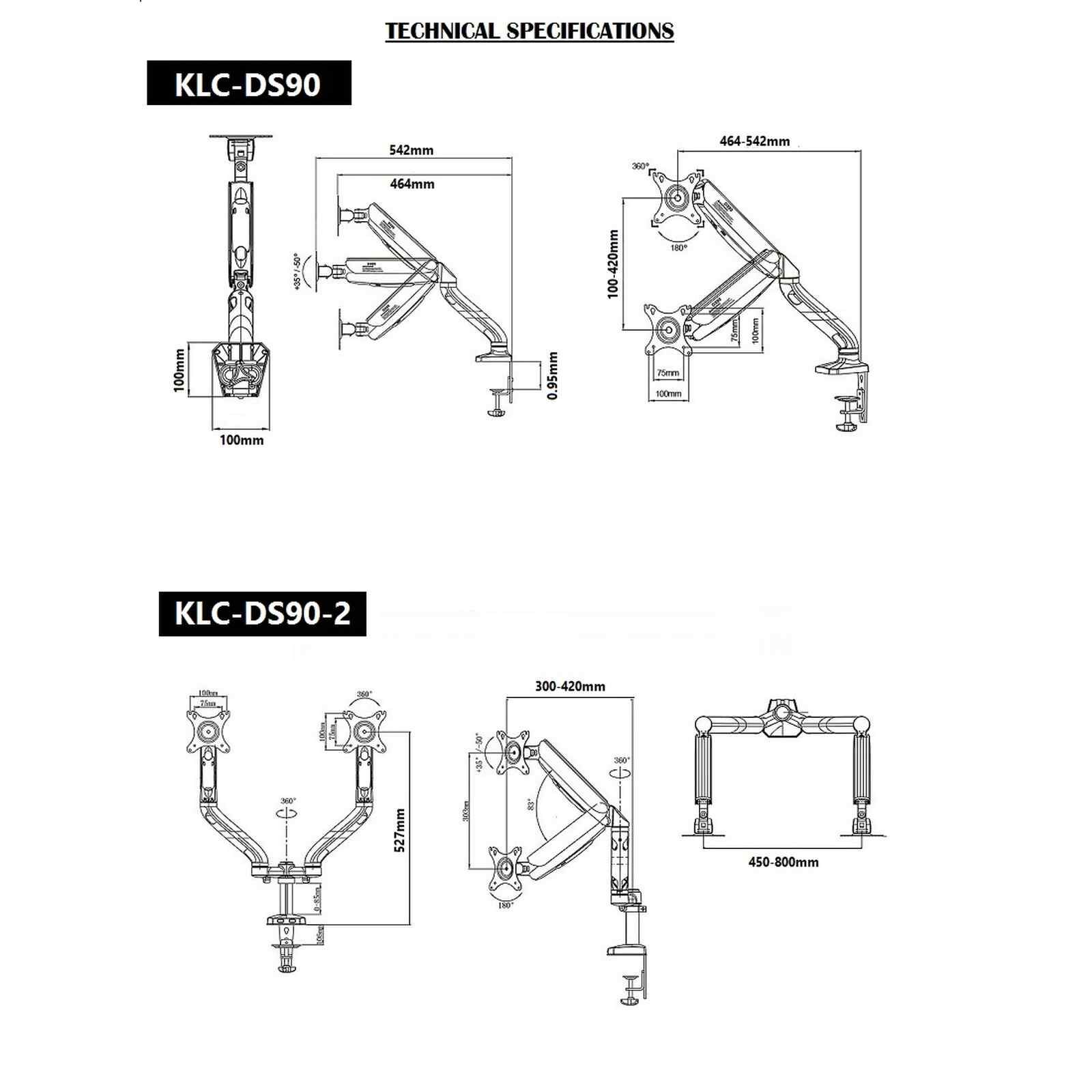QUEENIE 17-32 Inch Double Arm Gas-strut Flexi Monitor Arm Bracket HL-DS90 (2)-image 3