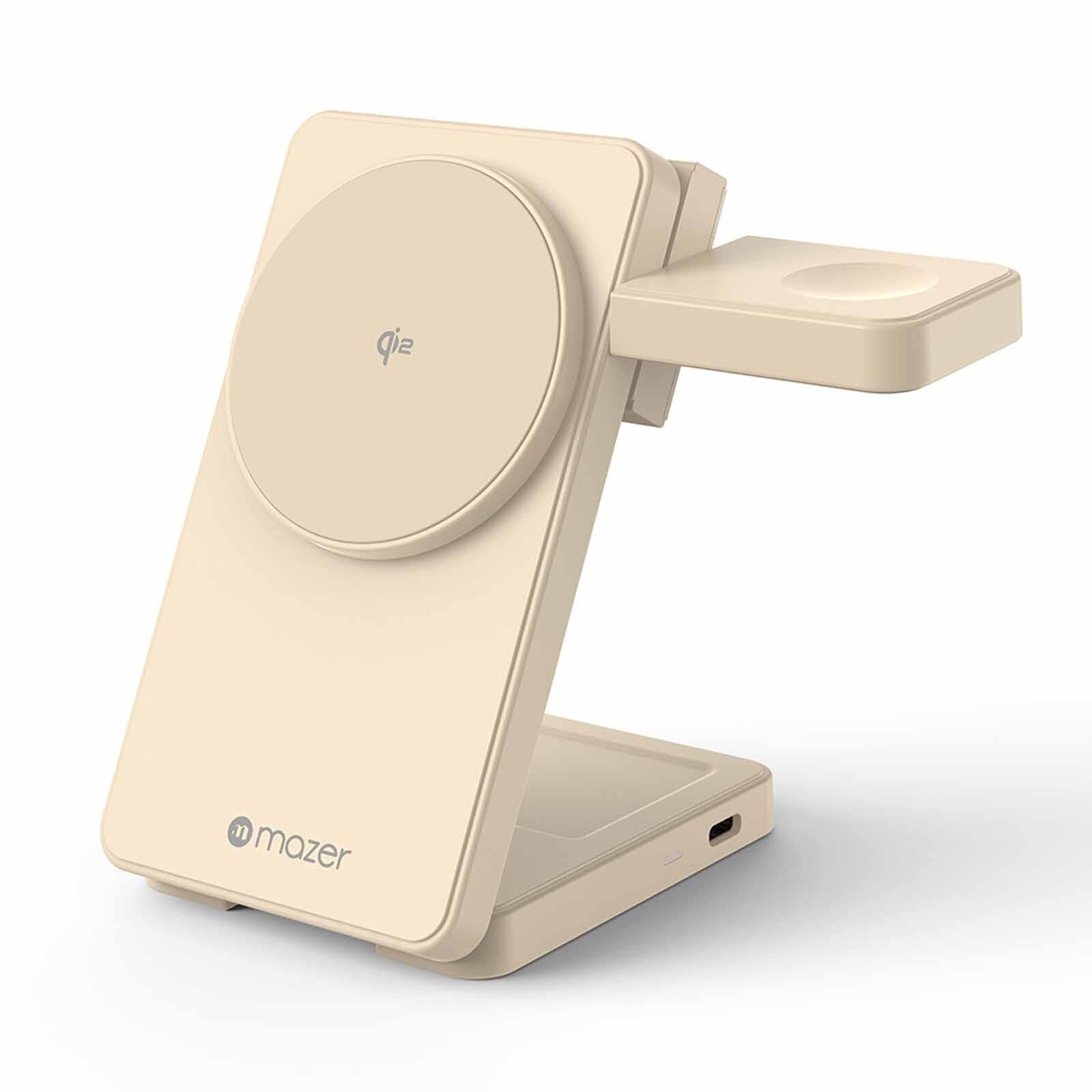 MAZER Qi2 Foldable 3in1 Total 25w Wireless Charging Stand-desert Titanium M-QI2-MAGFOLD06-DT