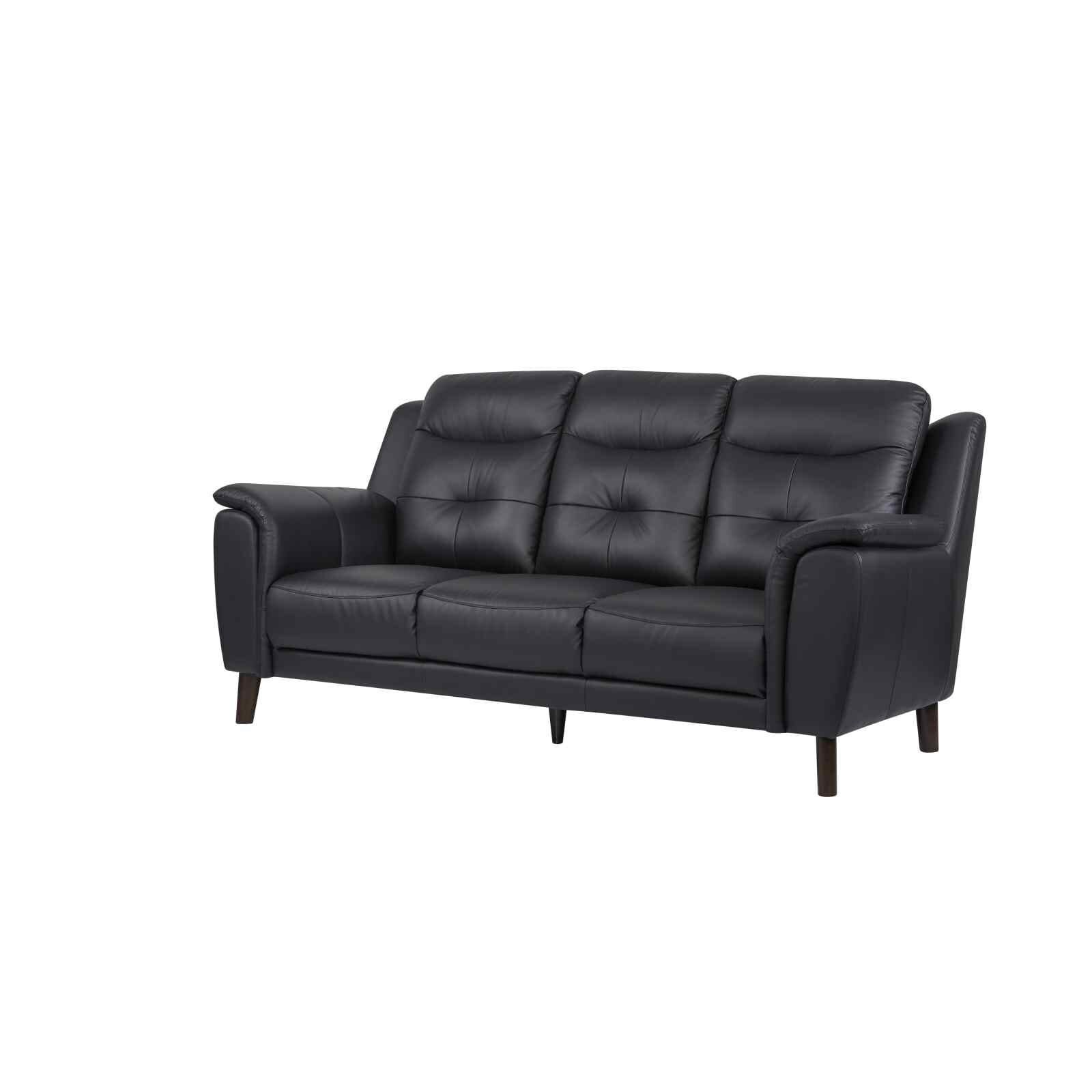 SOLOTTI 3 Seater (hl) Black Half Leather Sofa LIVIA-image 2