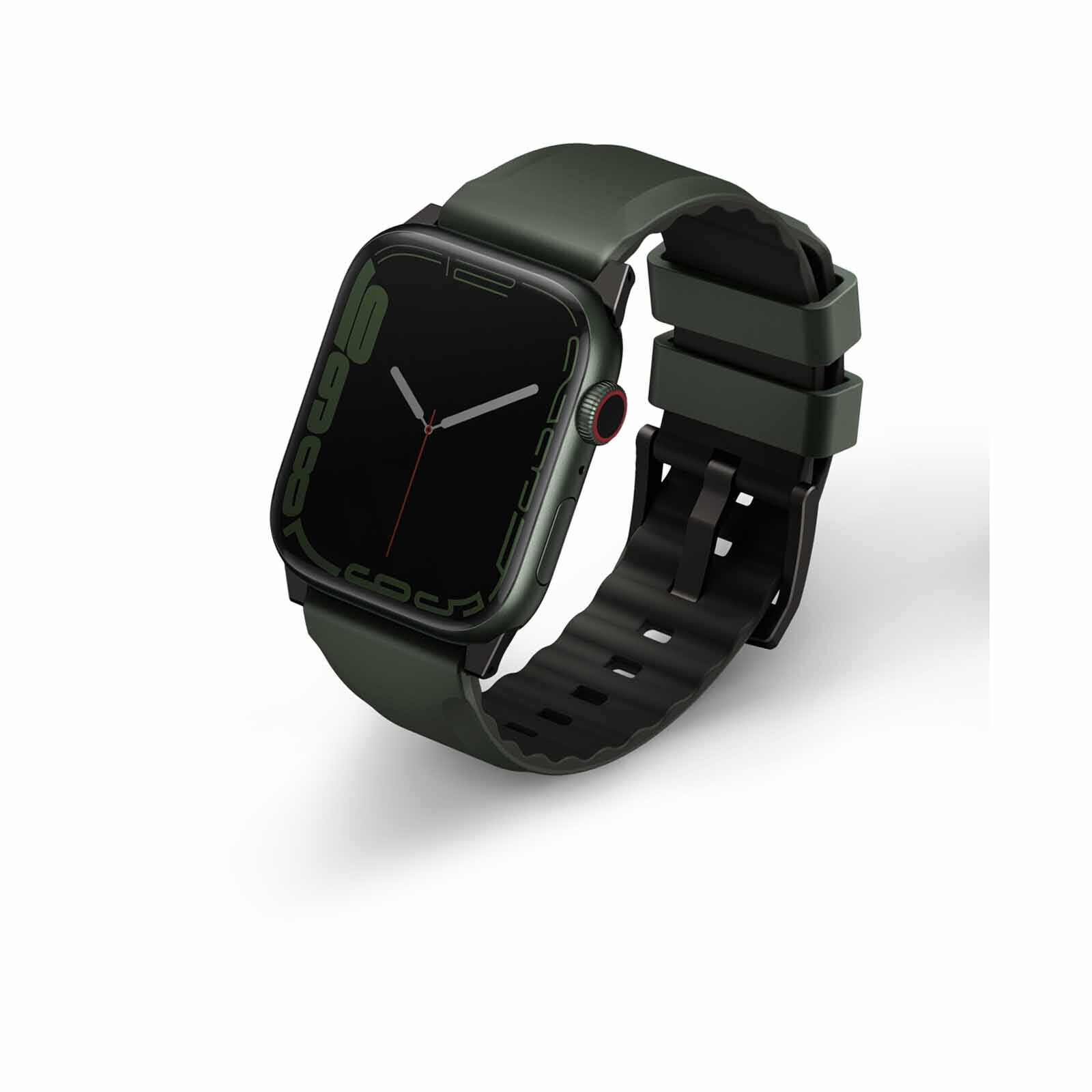 UNIQ Linus Airosoft Silicone Apple Watch Strap 49/45/44/42mm - Moss Green (green) UNIQ-45MM-LINUSGRN