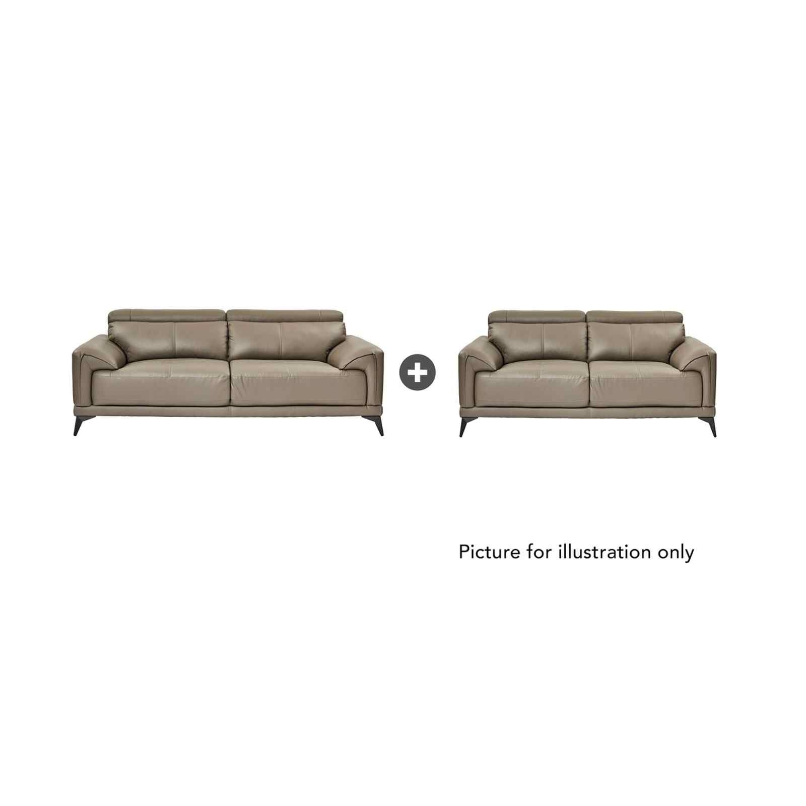 MIZU DESIG 3+2 Seater Sofa (fl) Mto Full Leather Sofa Set KENDRA-image 1