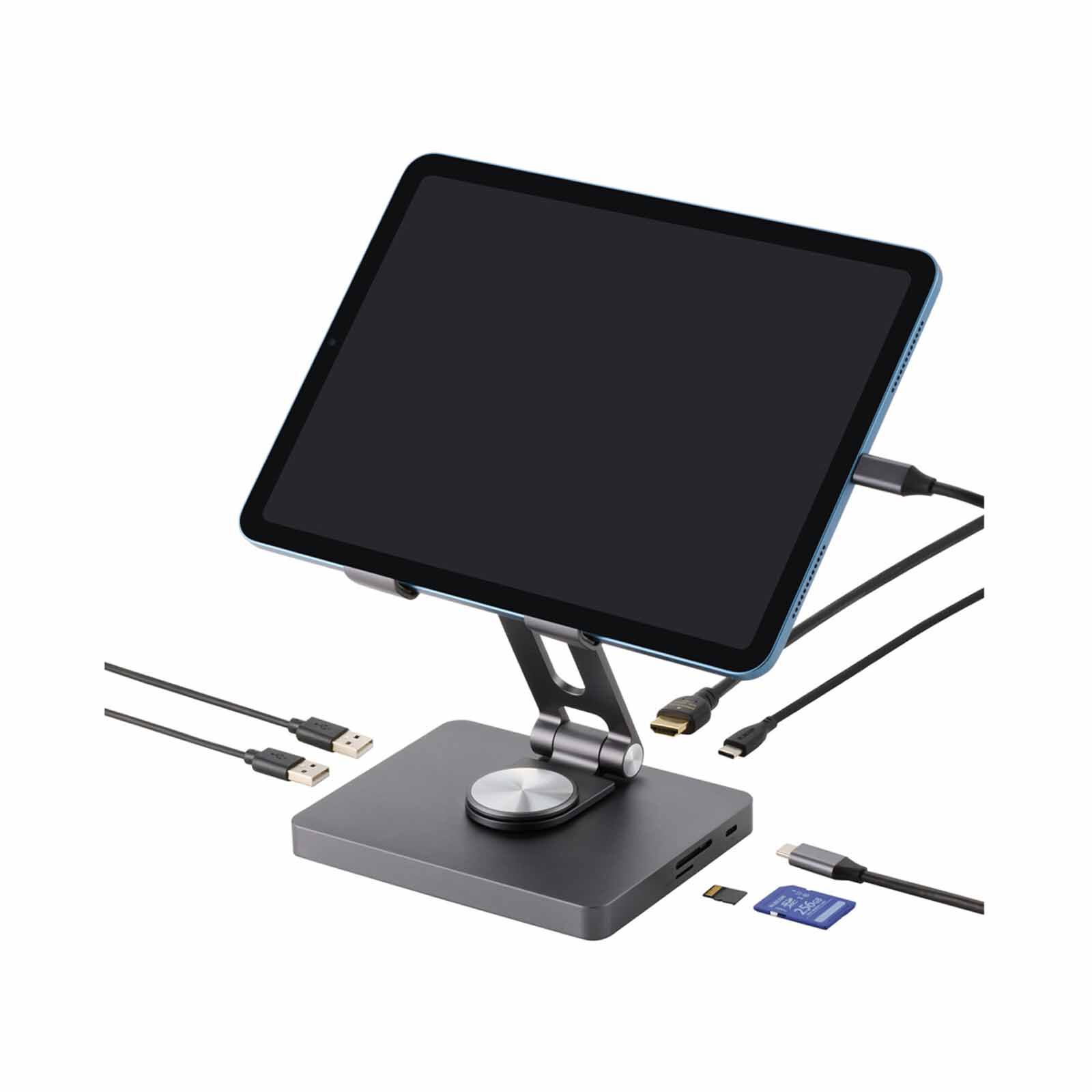 ELECOM 6-in-1 Pd100w Docking Station With Tablet Stand DST-T060BPGY-image 6