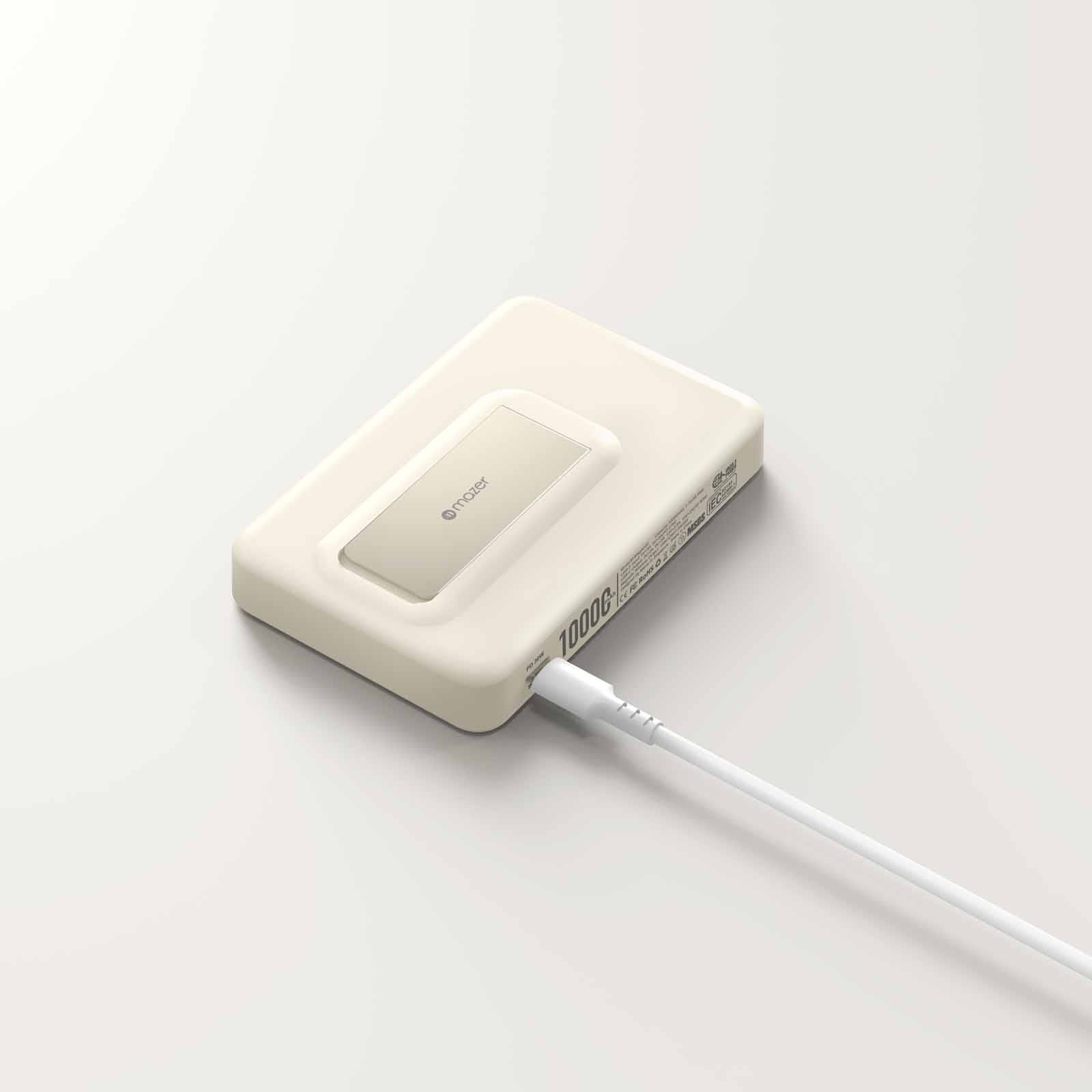 MAZER Magnetic 15w 10,000mah/pd30w With Istand Power Bank-cream M-MAGAIR20-CM-image 5
