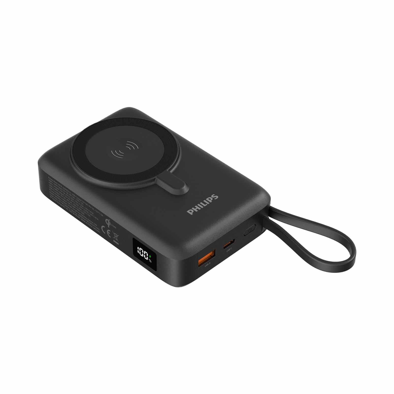 PHILIPS 20000mah (pd 22.5w, Input 1c, Ouput 1a+1c, With Cable C, Wireless Charging) - Black DLP9521CB/00-image 5