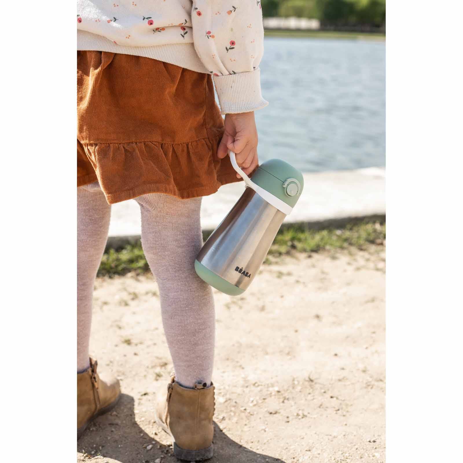 BEABA Spout Bottle 350ml - Sage Green (online) STAINLESS STEEL-image 4