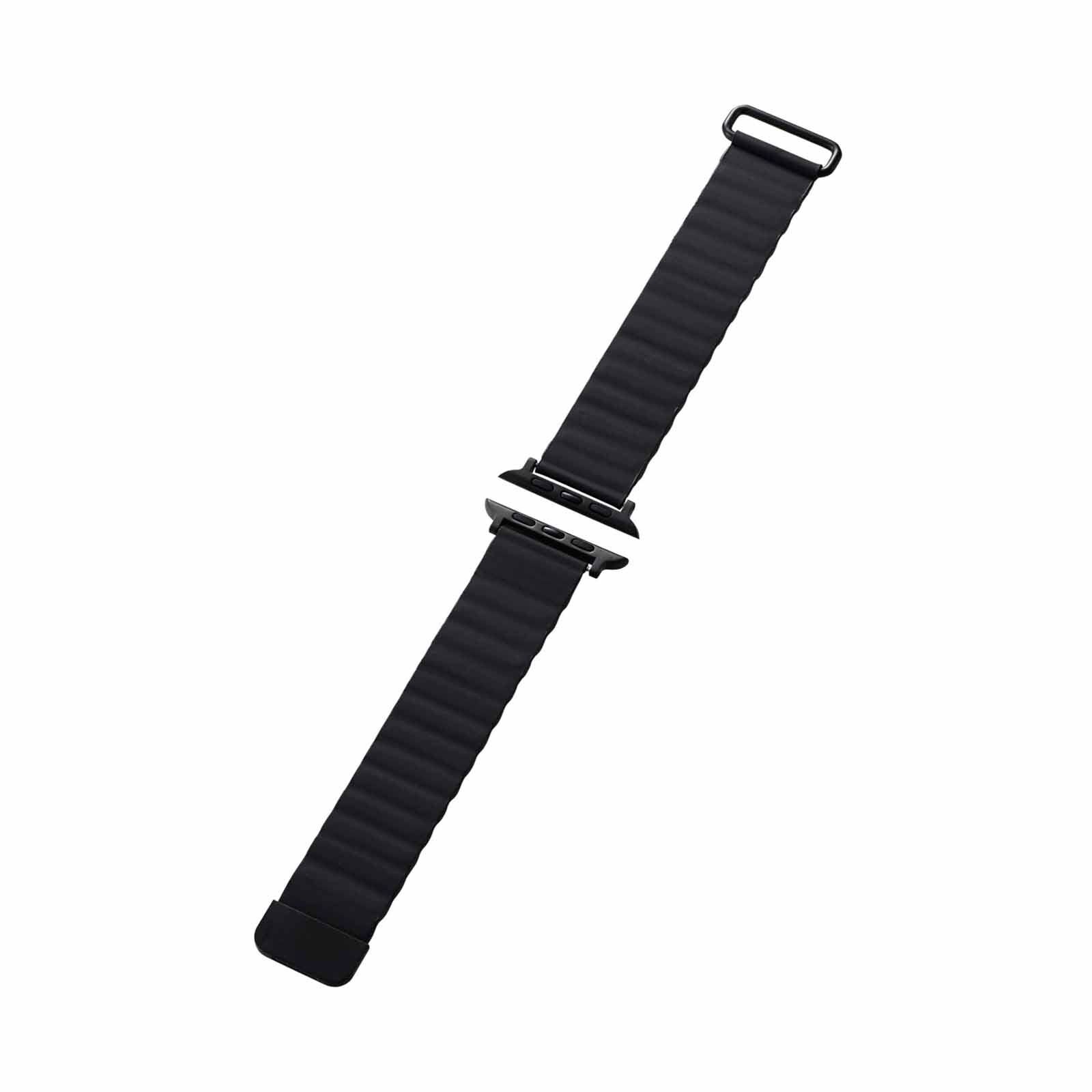 ELECOM Magnetic Soft Leather Apple Watch Band 49/45/44/42mm (black) AW-45BDLMAGBK-image 1