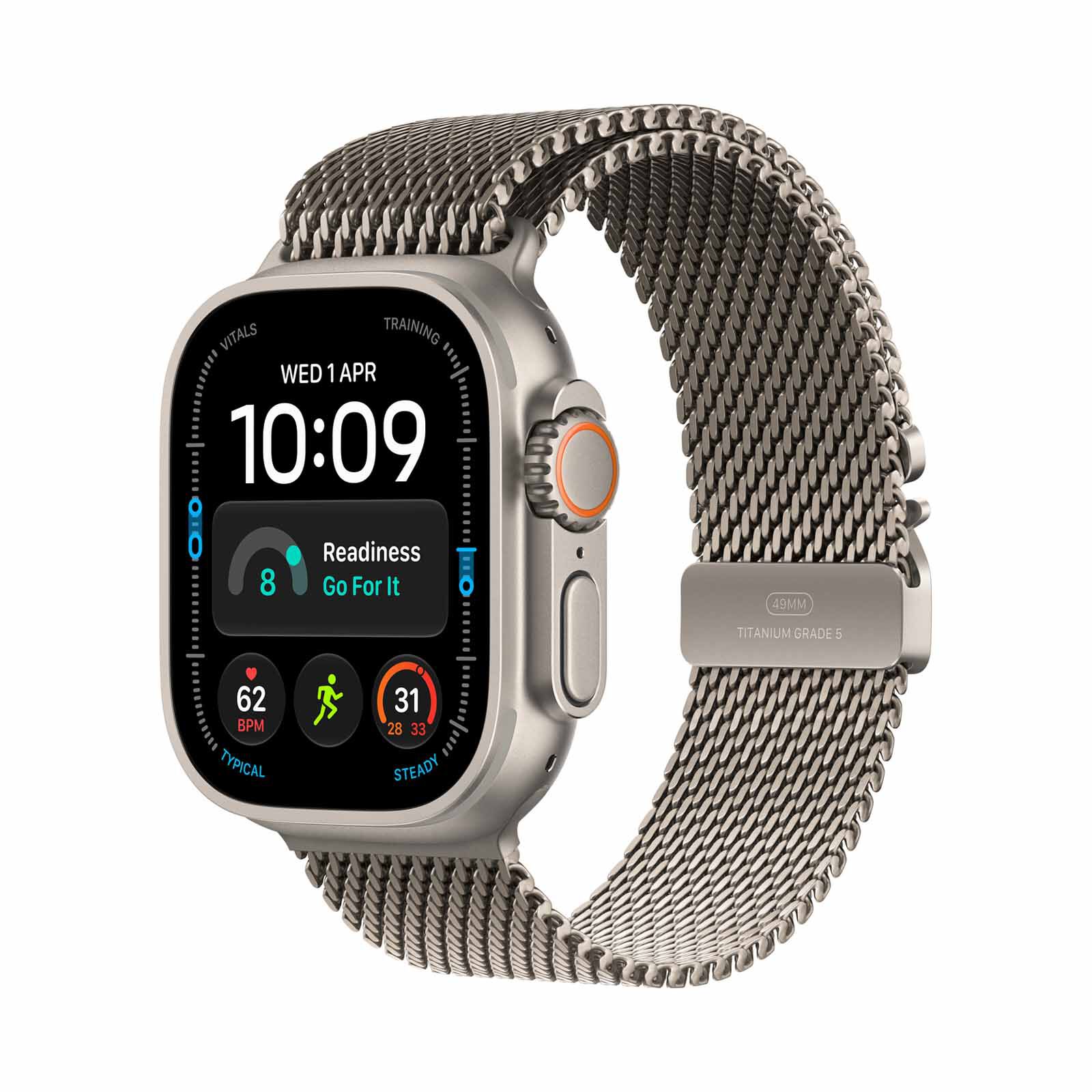 APPLE Watch Ultra 4 Gps + Cellular 49mm Natural Titanium Case With Natural Titanium Milanese Loop - S MJA84X/A-image 2