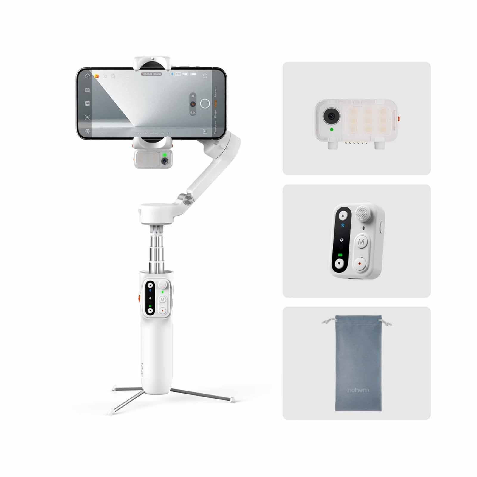 HOHEM Isteady V3 3-axis Palm Smartphone Gimbal Ai Visual Tracking White W/ Selfie Stick HT-ISTEADY V3-WHITE-image 3