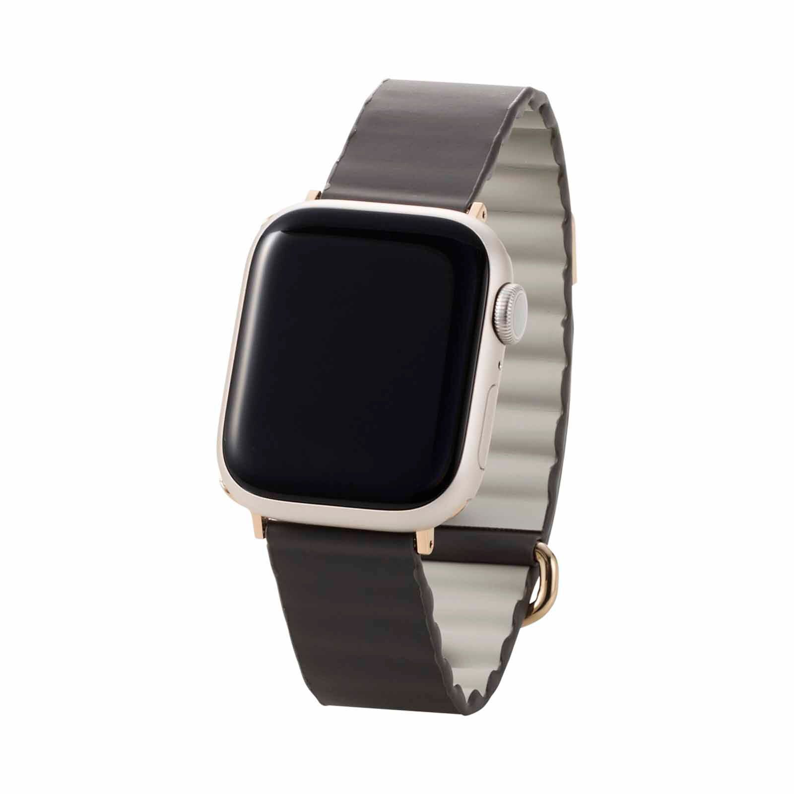 ELECOM Magnetic Soft Leather Apple Watch Band 41/40/38mm (grey) AW-41BDLMAGGY-image 4