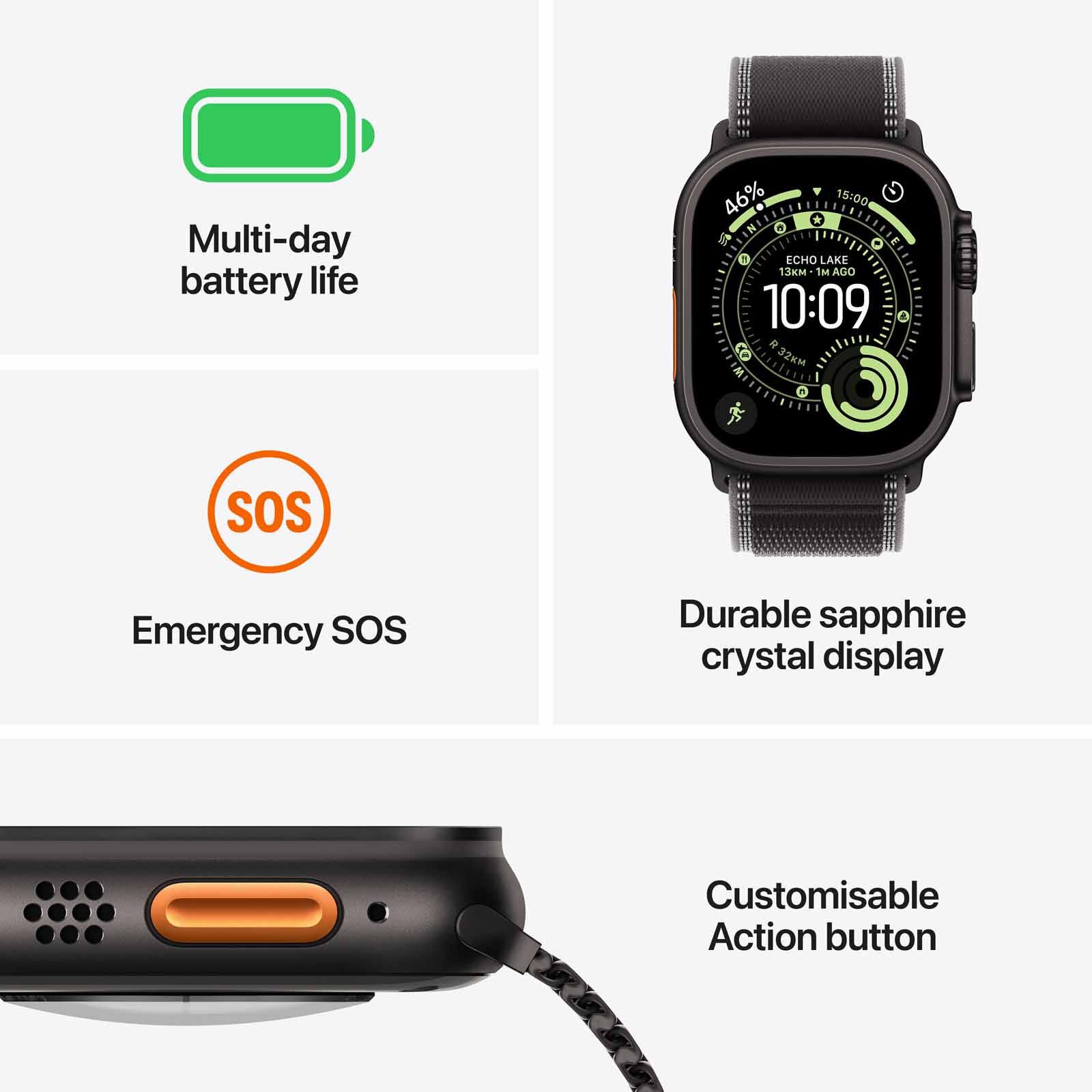 APPLE Watch Ultra 3 Gps + Cellular 49mm Natural Titanium Case With Blue/bright Blue Trail Loop - S/m MEWR4X/A-image 6