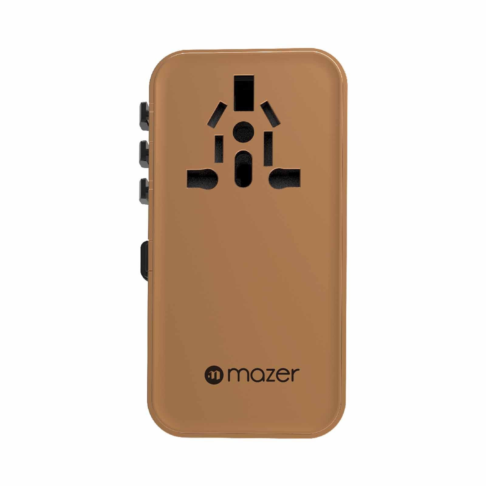 MAZER Infinitetravel Link Gan Pd100w 2c1a With 1xbuilt-in Usb-c Cable+1xsocket World Travel Charger-desert M-IFTRAVEL380-DT-image 1