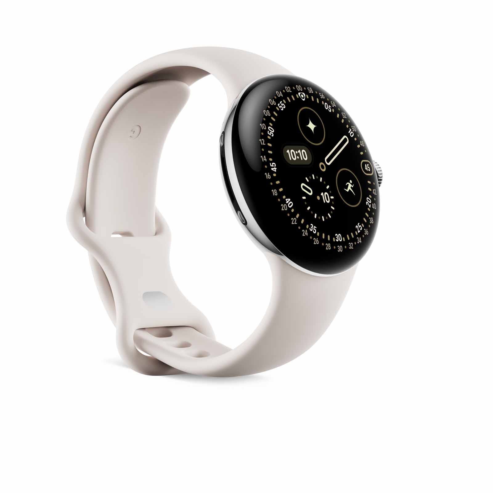 GOOGLE Pixel Watch 4 45mm Wifi Polished Silver Aluminum Case/porcelain Active Band GA09308-US-image 3