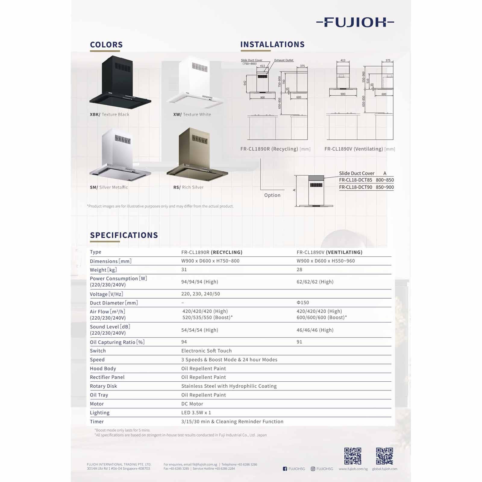 FUJIOH 90cm Made In Japan Patented Oil Smasher Chimney Hood - Silver Metallic (exclude Installation) FR-CL1890 R SV-image 5