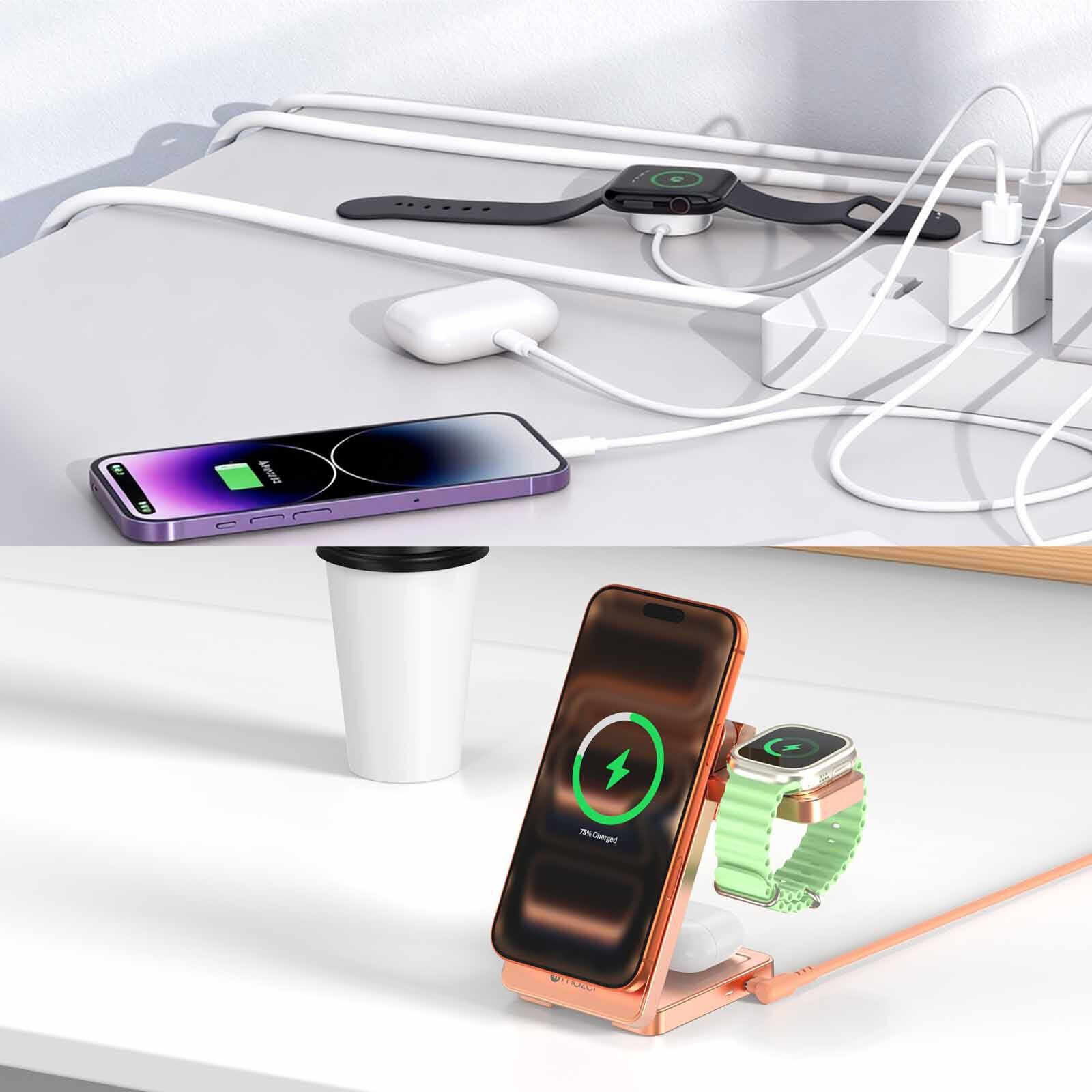 MAZER Qi2.2 25w Foldable 3in1 Total 35w Wireless Charging Stand-sunset Orange M-MAGFOLD07-SO-image 6