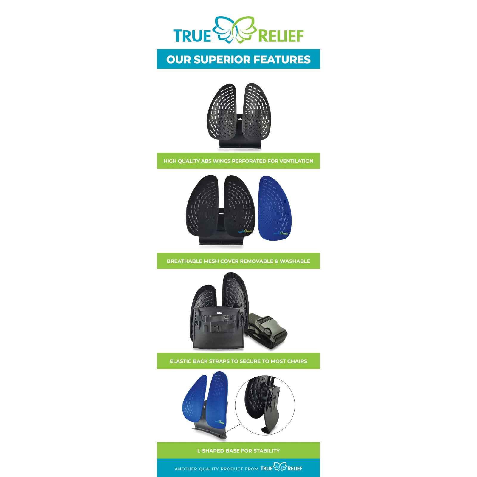 TRUE RELIE Double Wing Back & Lumbar Support - Relaxing Black TRDWBLRBLK-image 4