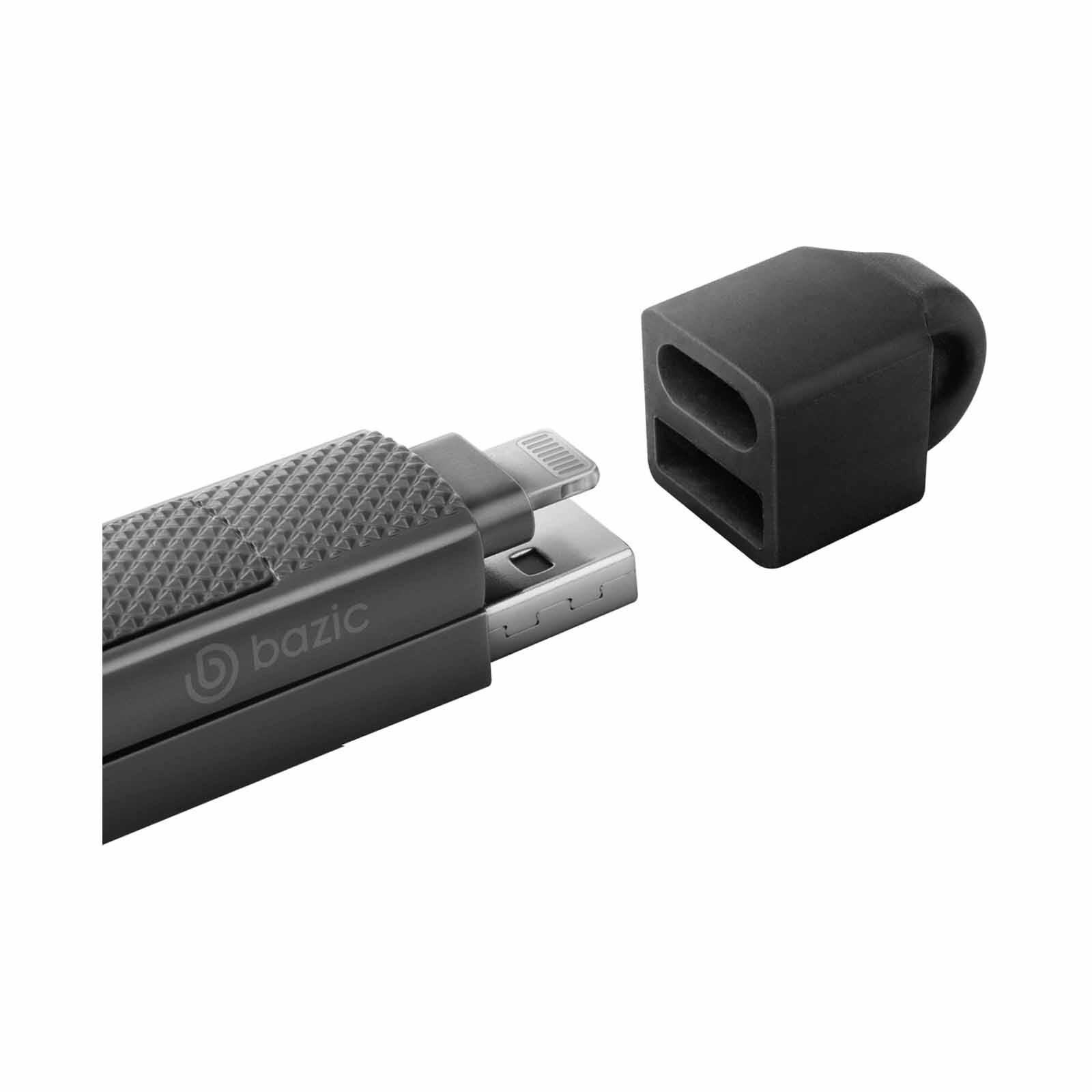 BAZIC Gocharge Alucable, 4 In 1 Aluminium Charging Cable With Usb A/c Input And Usb C/lightning Output. CBL-GC4N1-BLK015-image 5