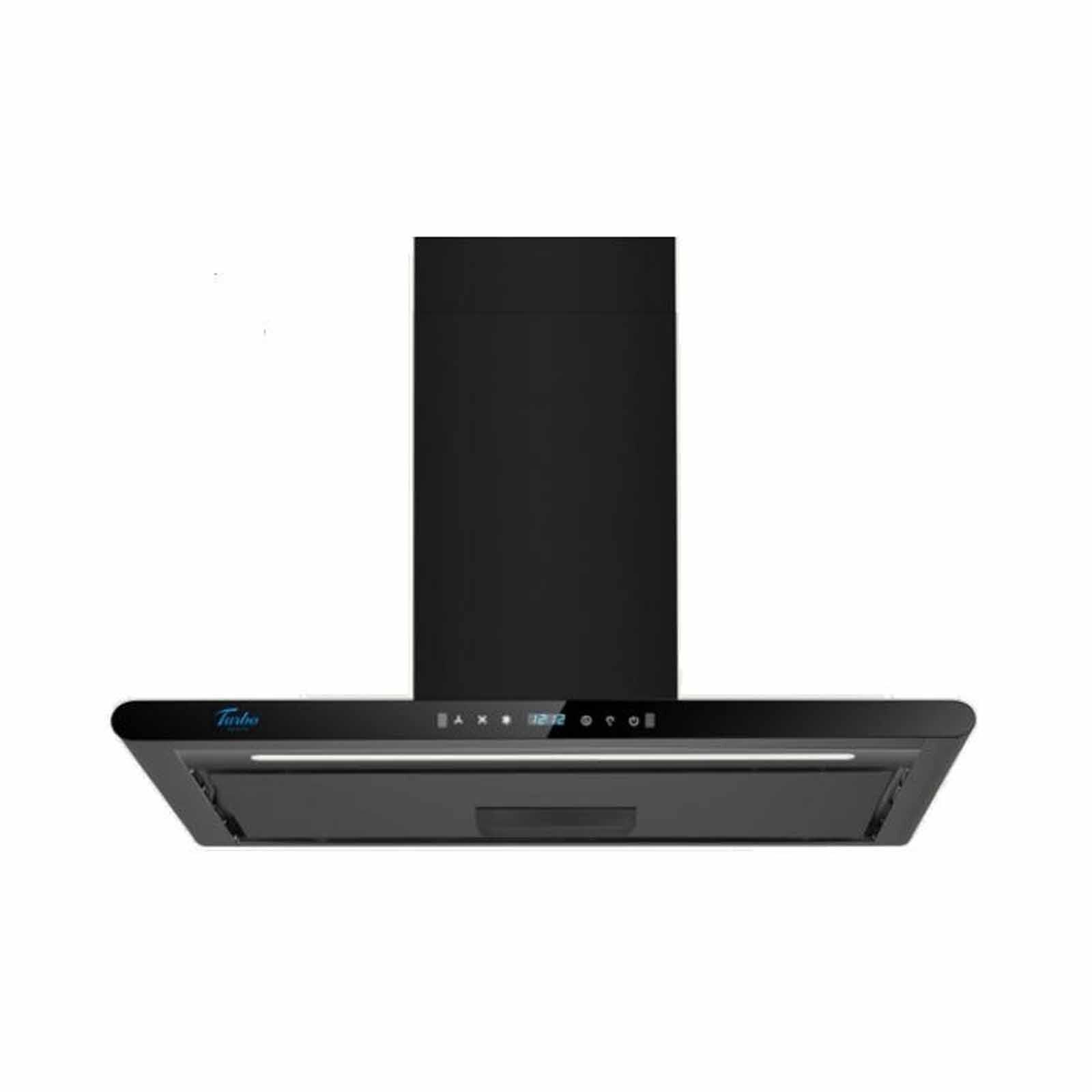 TURBO 90cm T-ultra Slim Chimney Hood (black) T208-BK-image 1