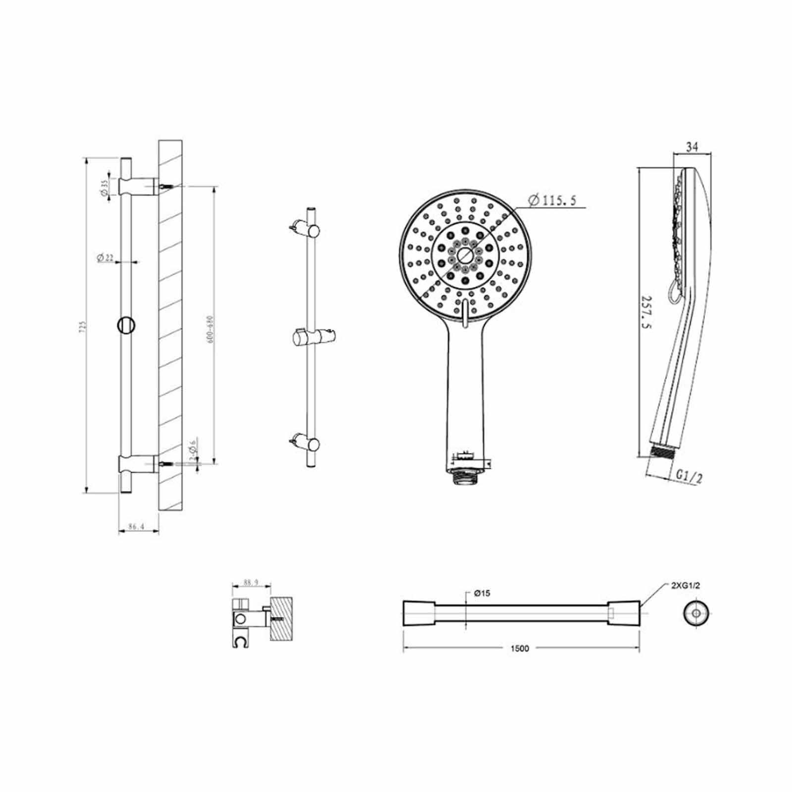 BRAVAT Bravat Eddie Hand Shower Set With Sliding Bar And Shower Hose - Exclude Installation P70139C-D179C-P7231N-image 5
