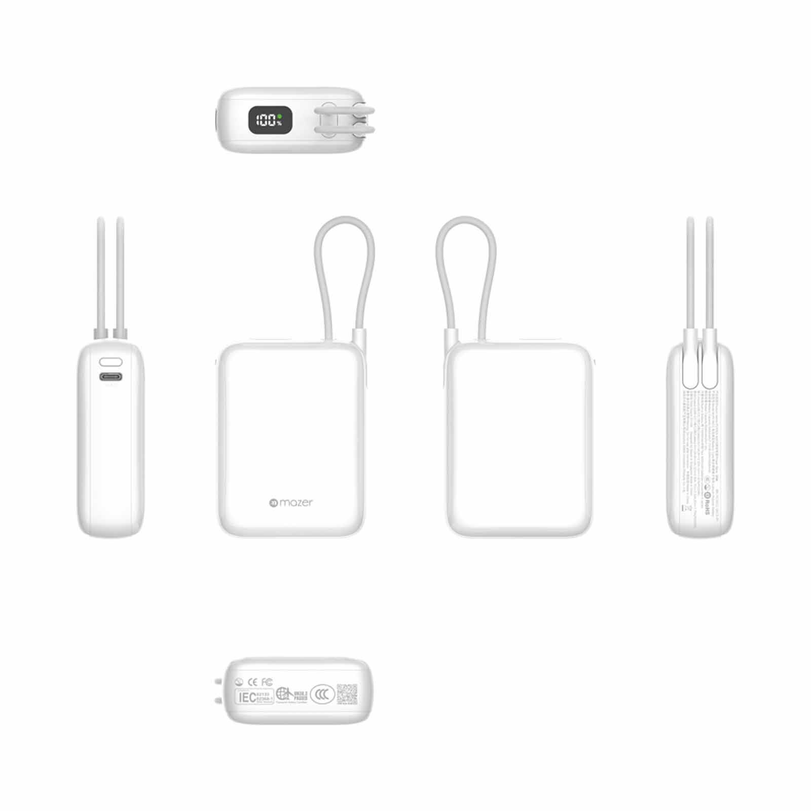 MAZER Powercharge Nano Duo 10,000mah Pd35w With Built-in C-cable X2 Powerbank - White M-PC35CC-WH-image 6