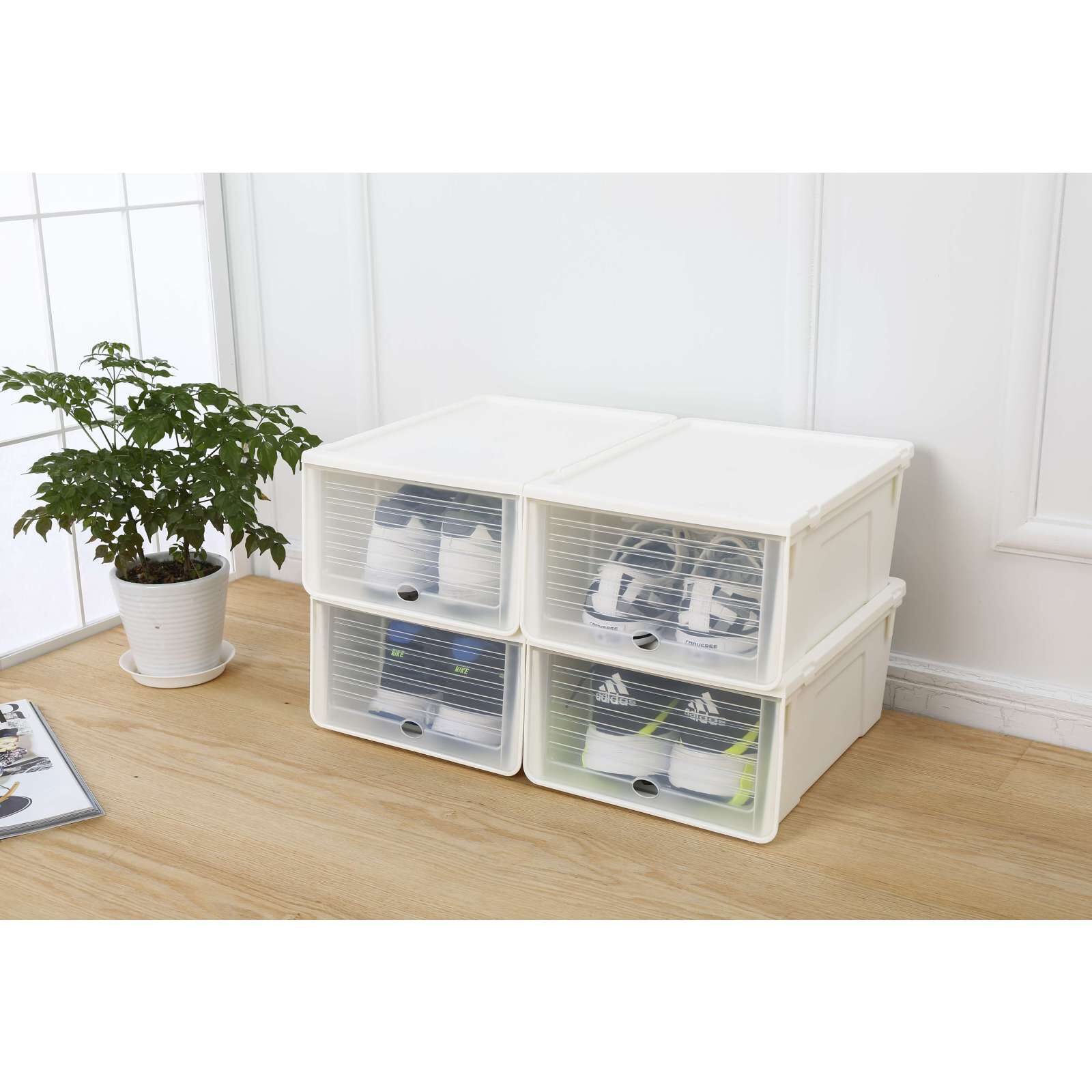 HOUZE Sliding Lid 'mens' Shoe Box (pack Of 4) MS-2349-WHITE-image 1