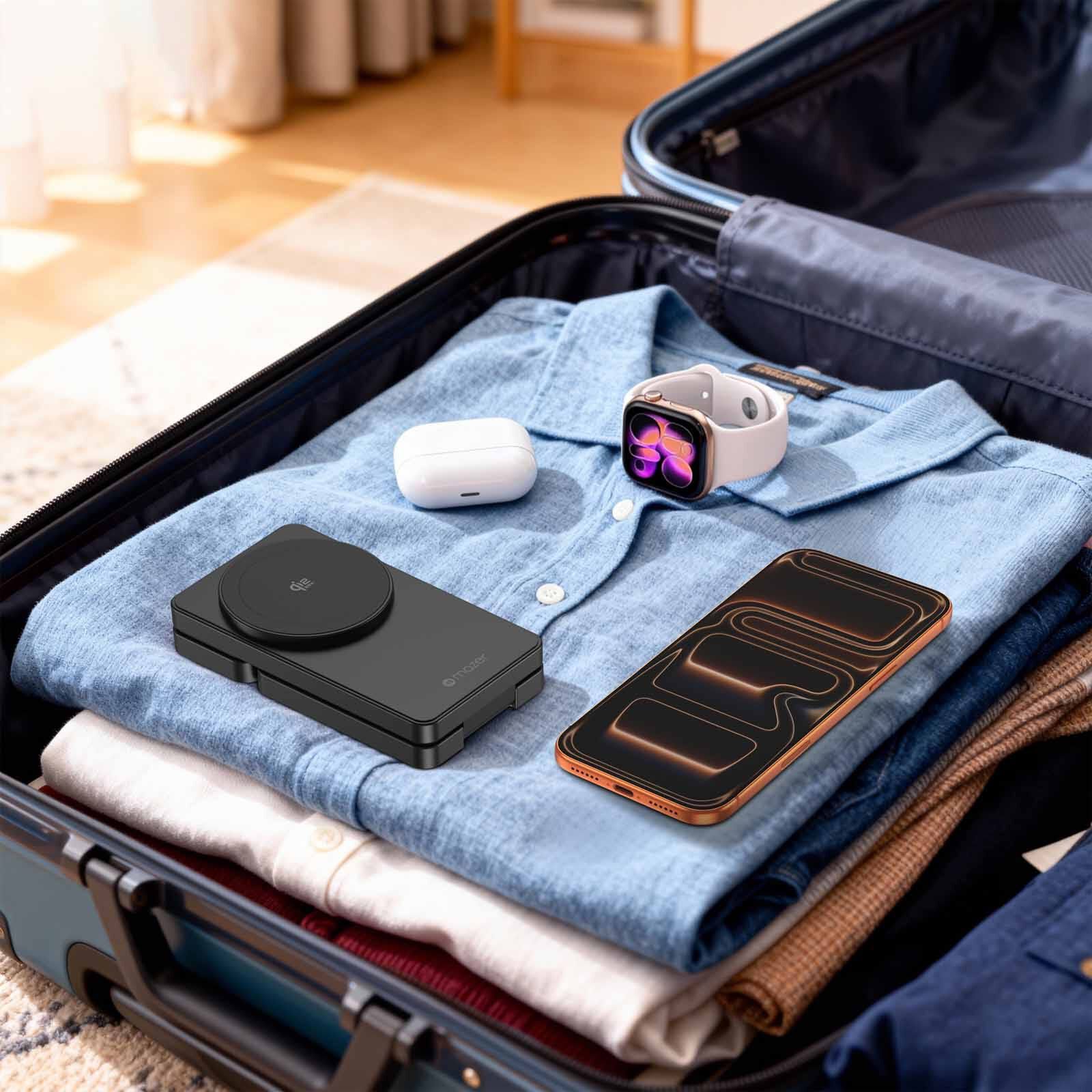 MAZER Qi2.2 25w Foldable 3in1 Total 35w Wireless Charging Stand-black M-MAGFOLD07-BK-image 11