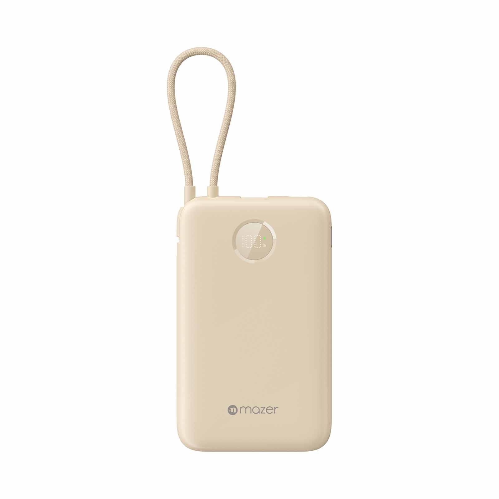 MAZER Powercharge Link 10,000mah Built-in Usb-c Cable Pd20w Power Bank-cream M-PC20LINK10V2-CM