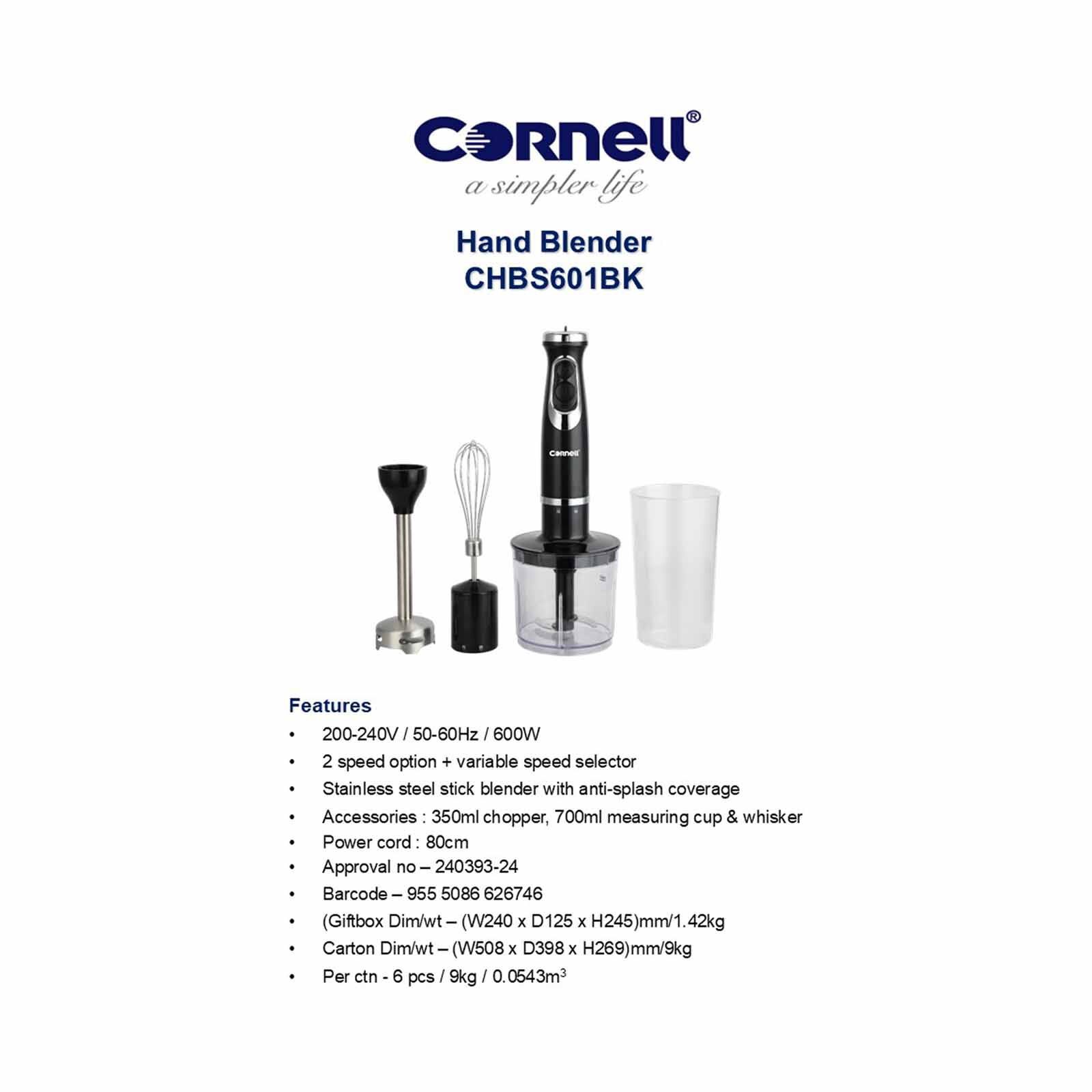 CORNELL Hand Blender (600w) CHBS601BK-image 2