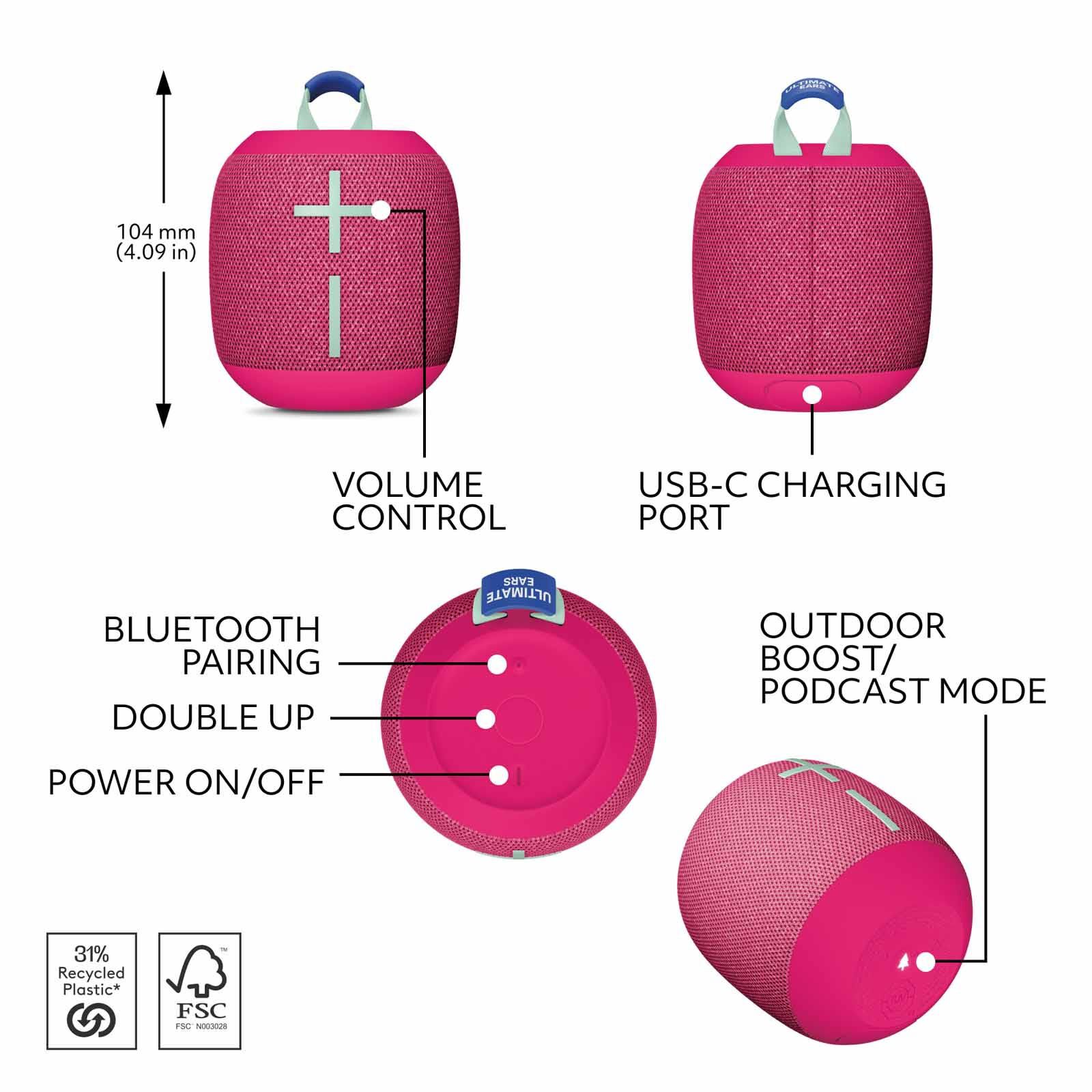 ULTIMATE E Ultimate Ears Wonderboom 4 - Hyper Pink 984-001902-image 3