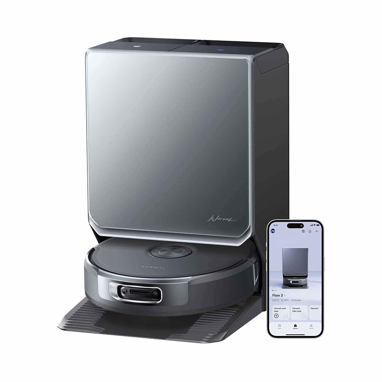 NARWAL Flow2 Robot Vacuum & Mop Black Finish Glass Top YJCC036