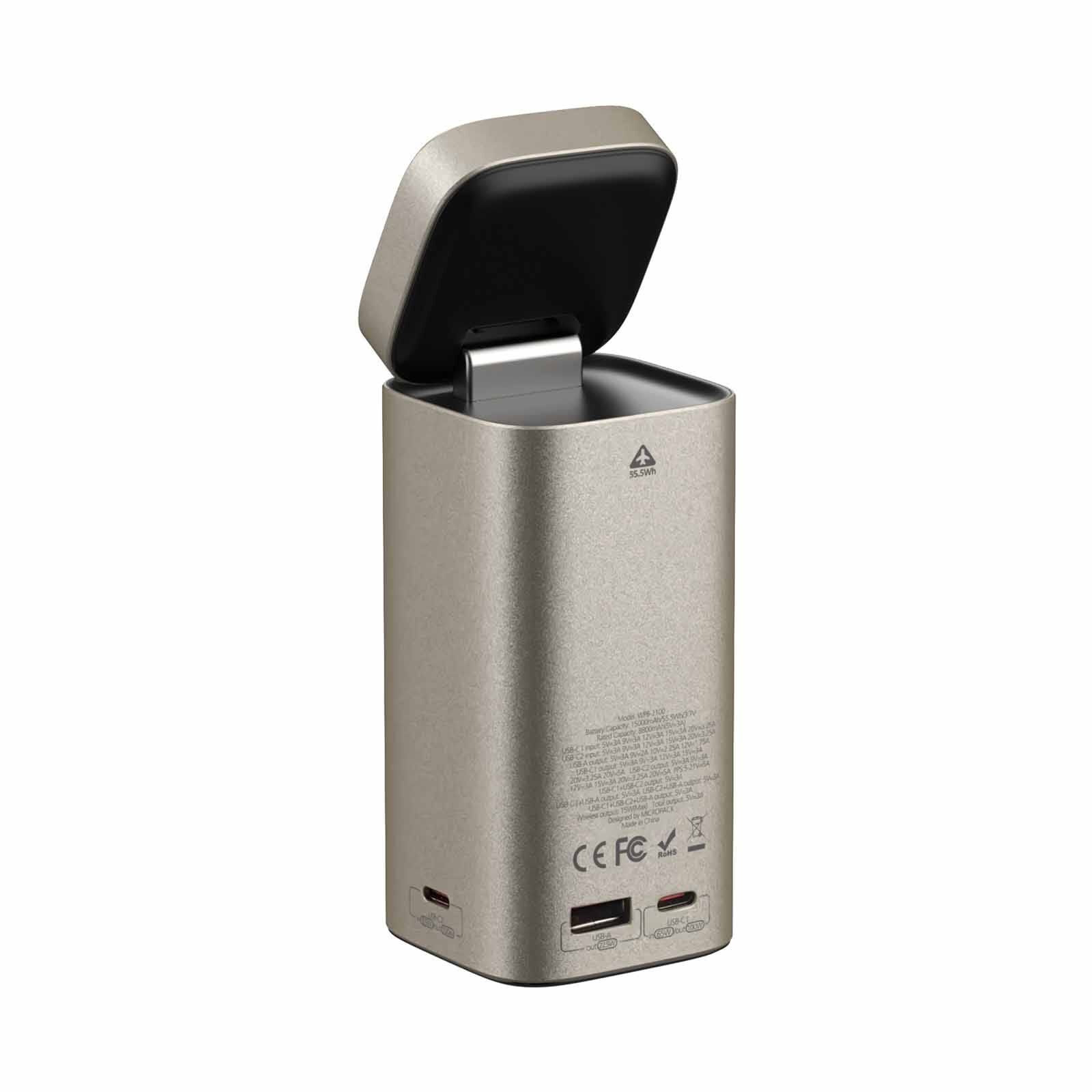 MICROPACK 4 In 1 Pd Fast Charging Magnetic Wireless Powerbank - Titanium Gold WPB-2100-TI-image 5