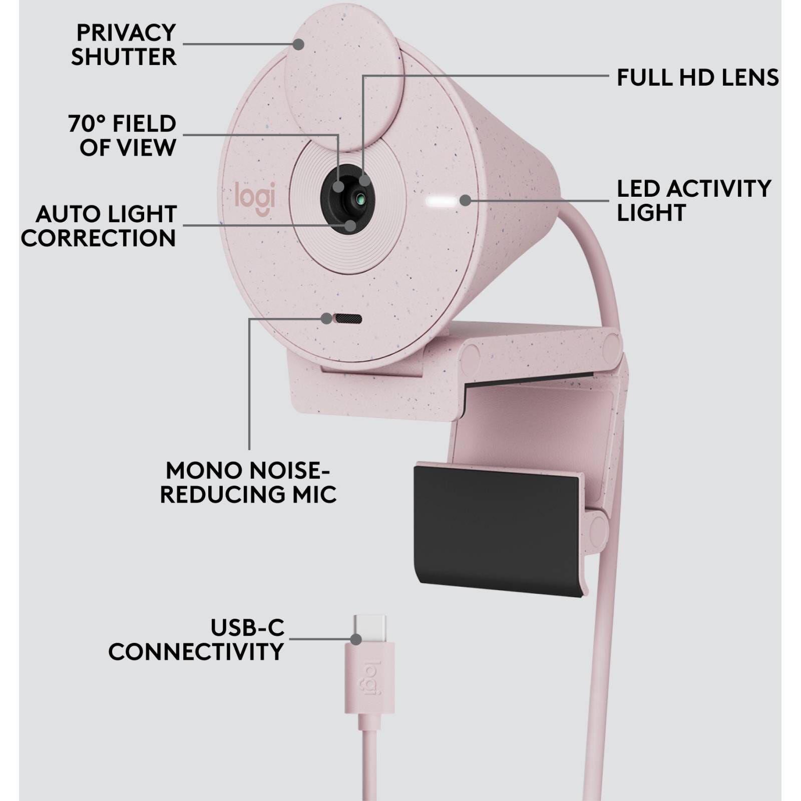 LOGITECH Brio 300 Full Hd Webcam - Rose (iy) 960-001449-image 3