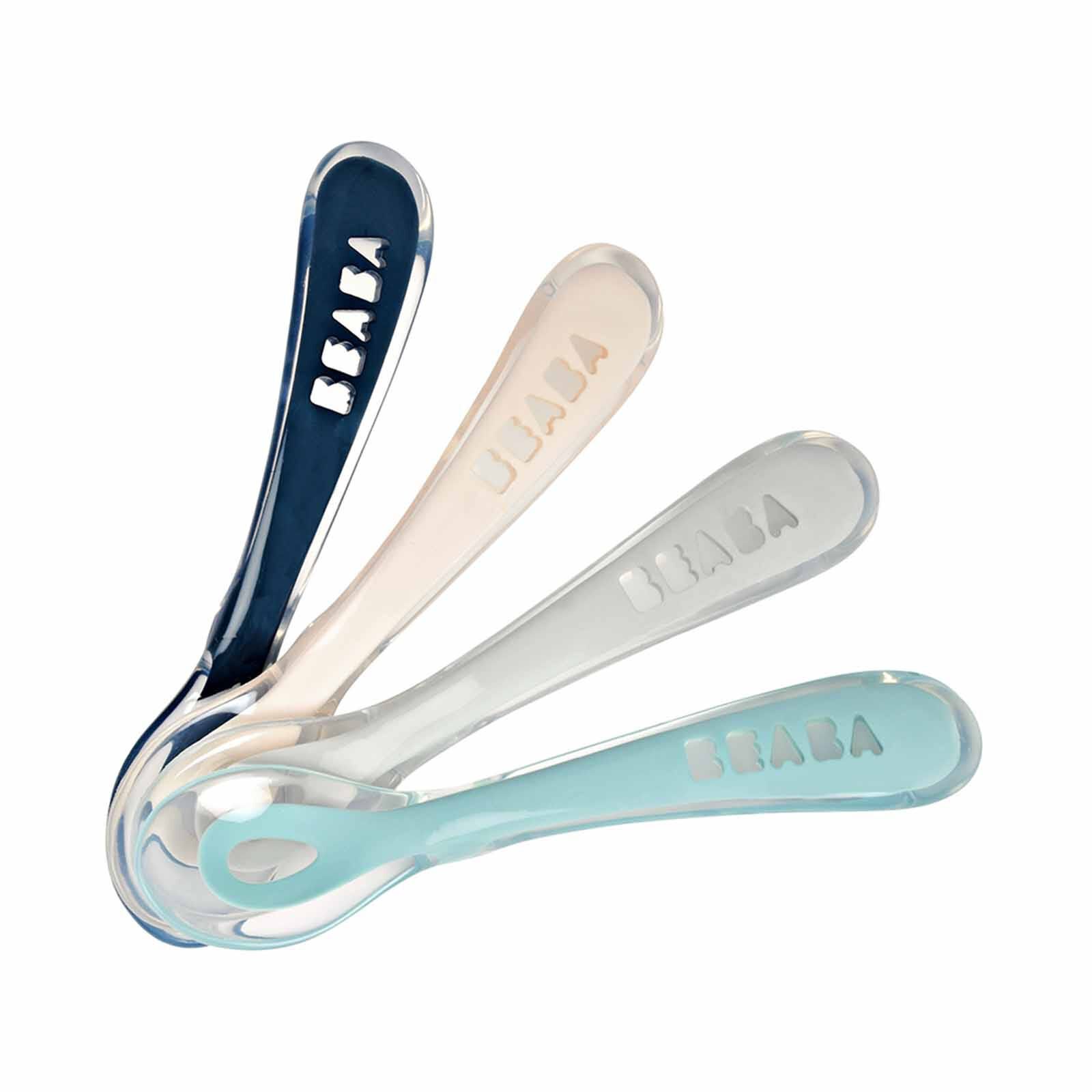 BEABA Soft Silicone Spoon 4 Pack - Dark Blue/pink/grey/light Blue (online) 2ND STAGE-image 1