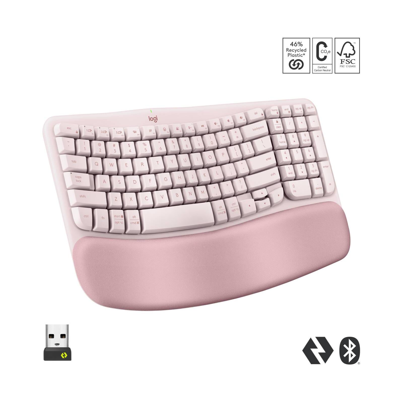 LOGITECH Logitech Wave Keys Ergonomic Wireless Kb Rose 920-012514-image 2