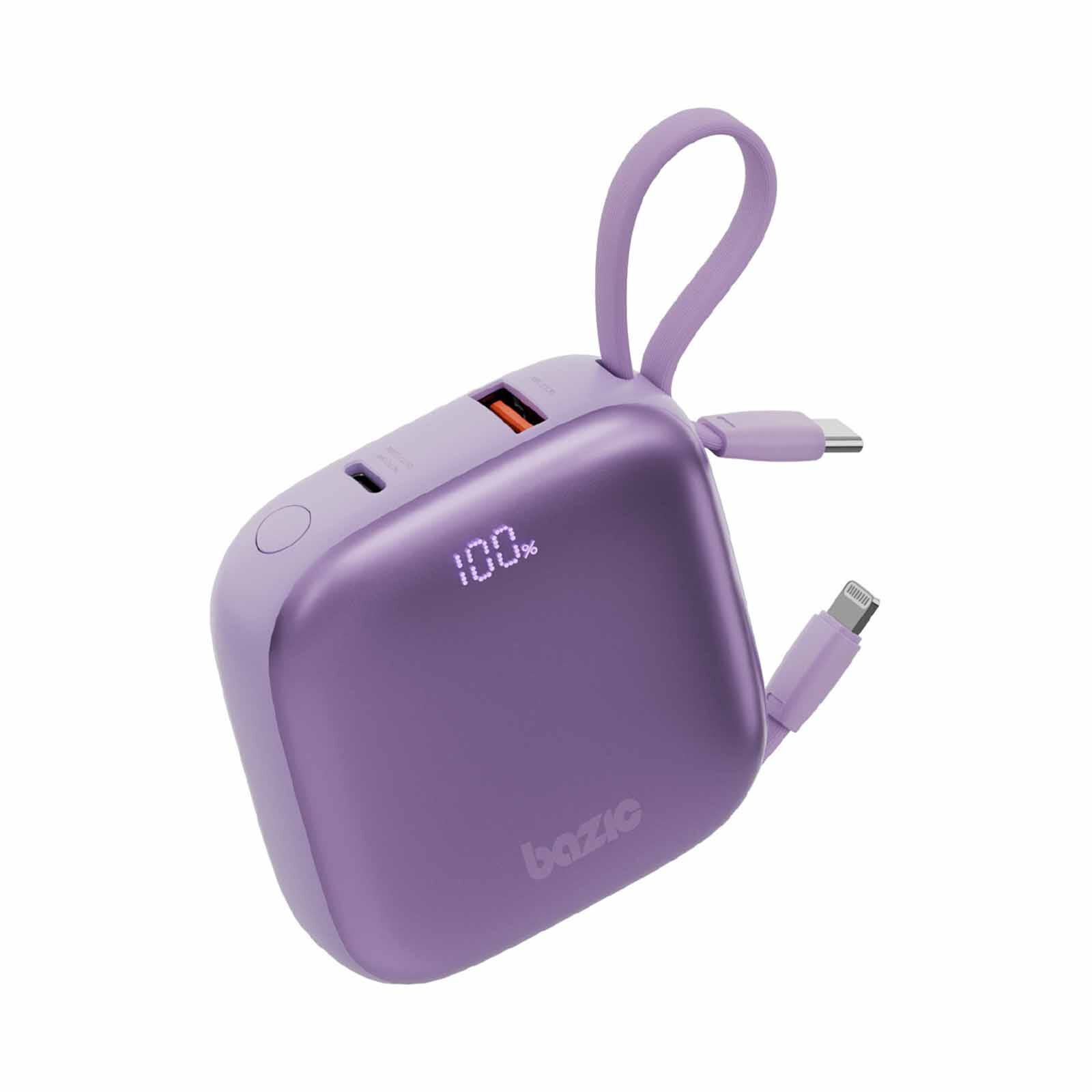ENERGEA 3 In 1 10000mah Powerbank With Built-in Usb-c And Lightning Cable Lavender GPW-FUSN-PUR BAZIC GOPOWER FUSION-image 1