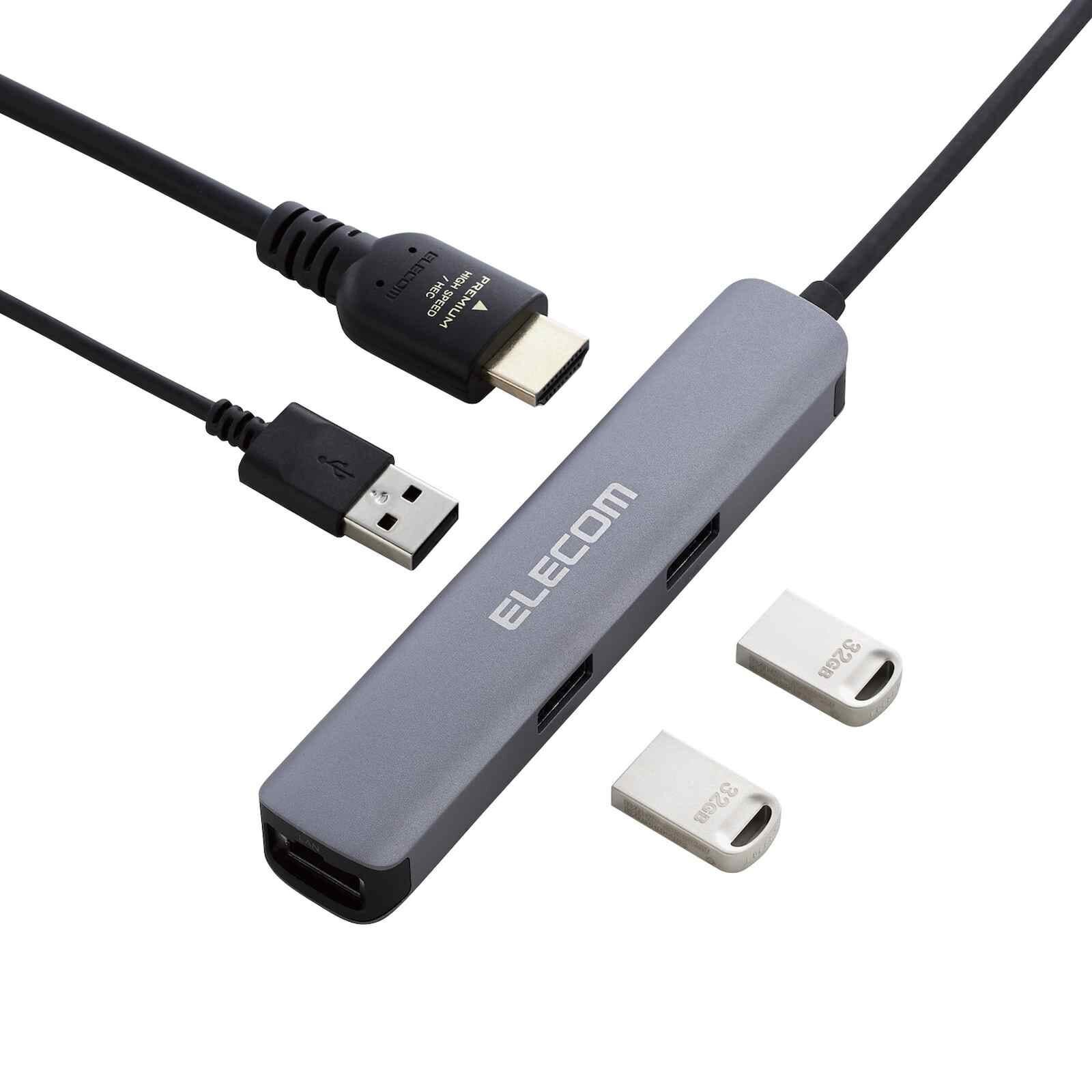ELECOM Typec Docking Usb3.1 Gen1 X 2 Hdmi/ Lan Port Silver DST-C17SV/EC-image 4