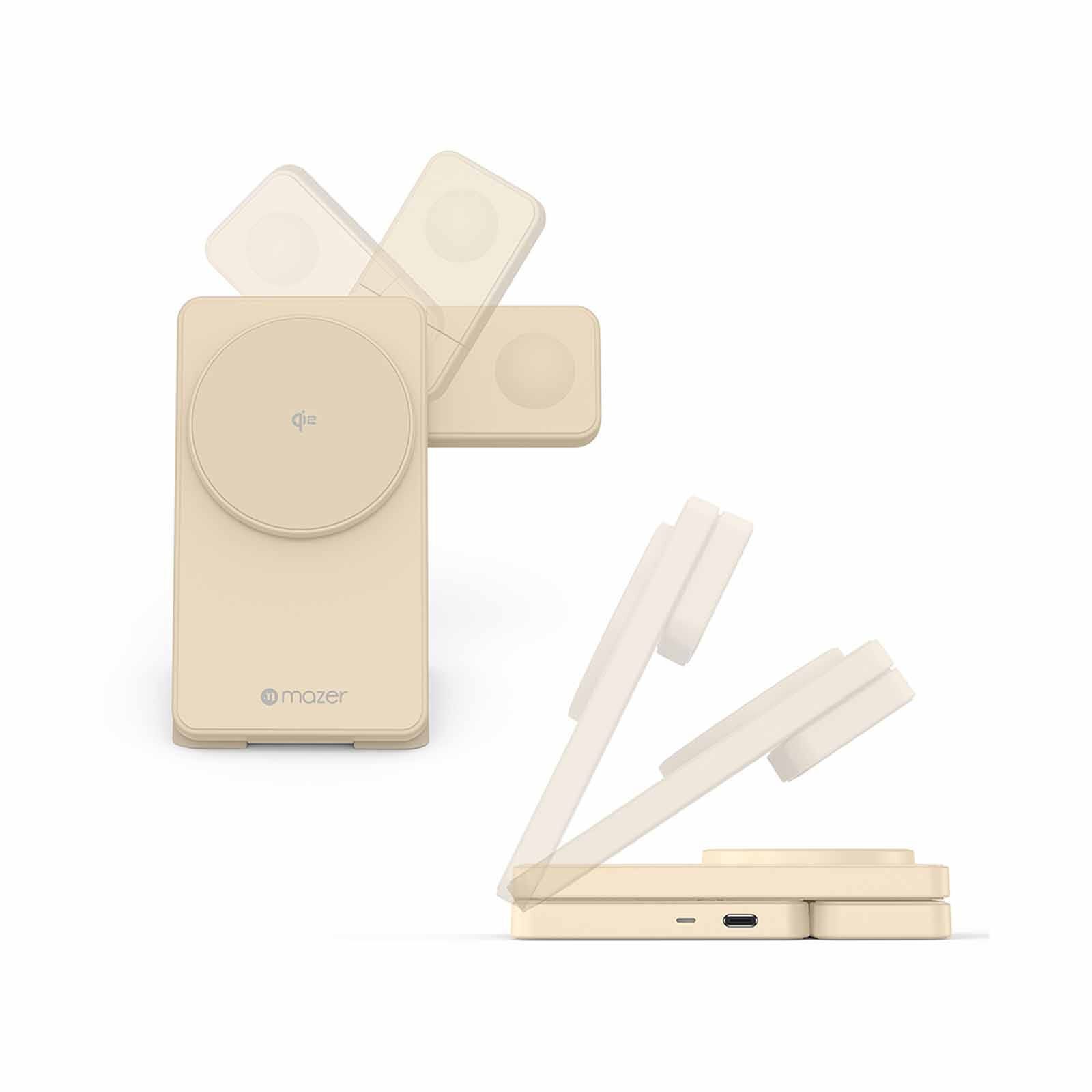 MAZER Qi2 Foldable 3in1 Total 25w Wireless Charging Stand-desert Titanium M-QI2-MAGFOLD06-DT-image 7