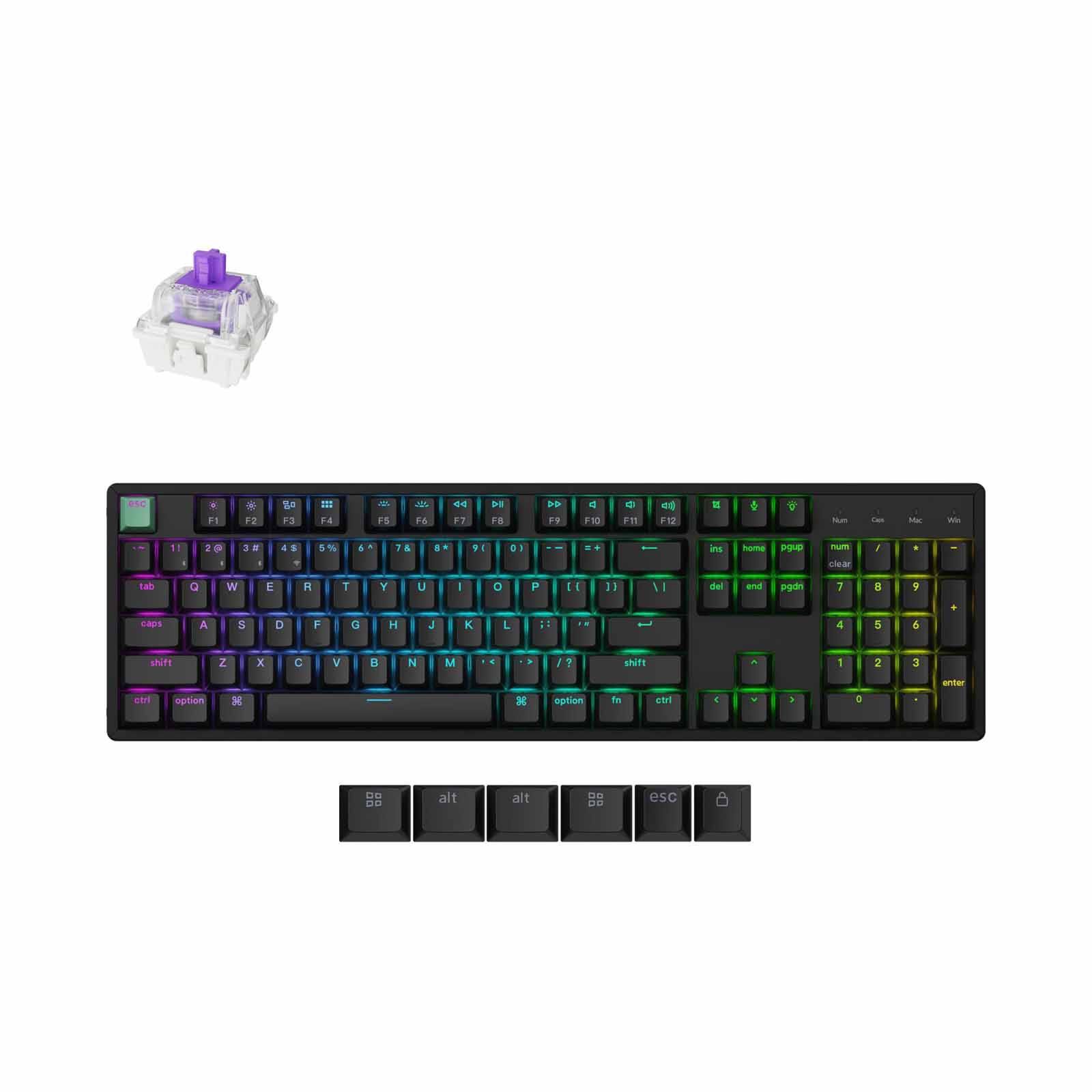 KEYCHRON K10 He Full Size 104 Key, Black Full Assembled, Rgb, Hot-swap, Hall Effect Keyboard - Standard Ed. KYCN-K10H-J1