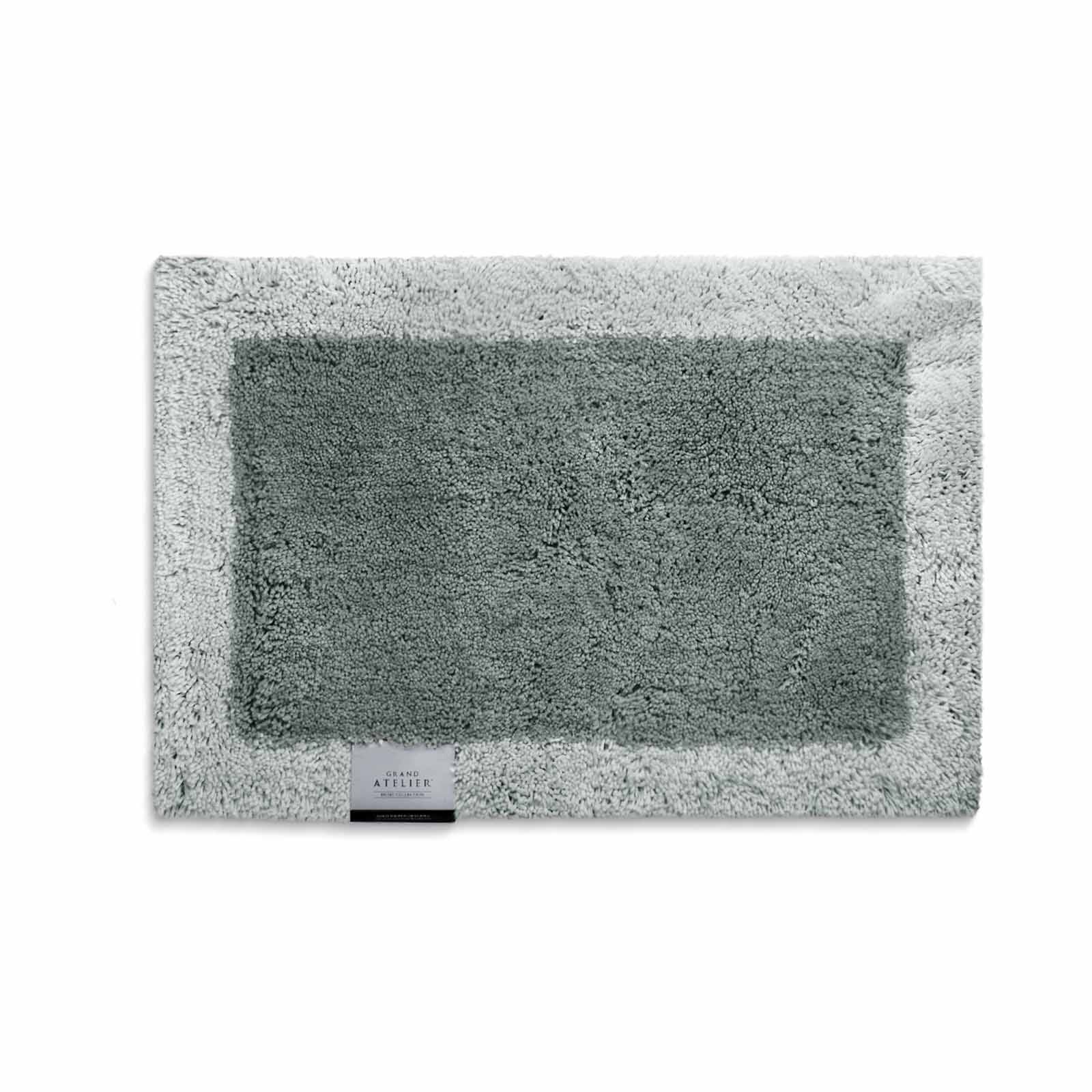 GRAND ATEL Plush Bath Rug - Silver HOME COLLECTION BARETT BORDER
