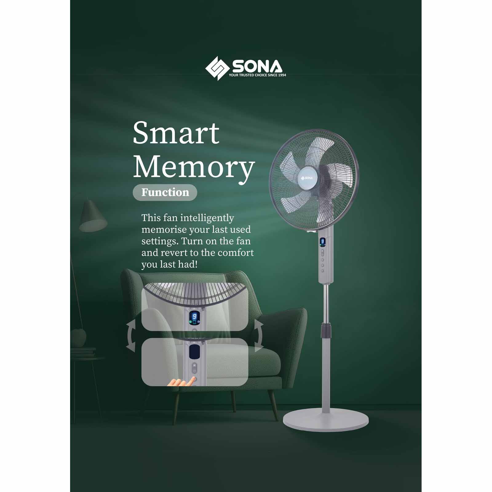 SONA 16 In Dc Stand Fan With Remote Control SFS1166DC-image 9