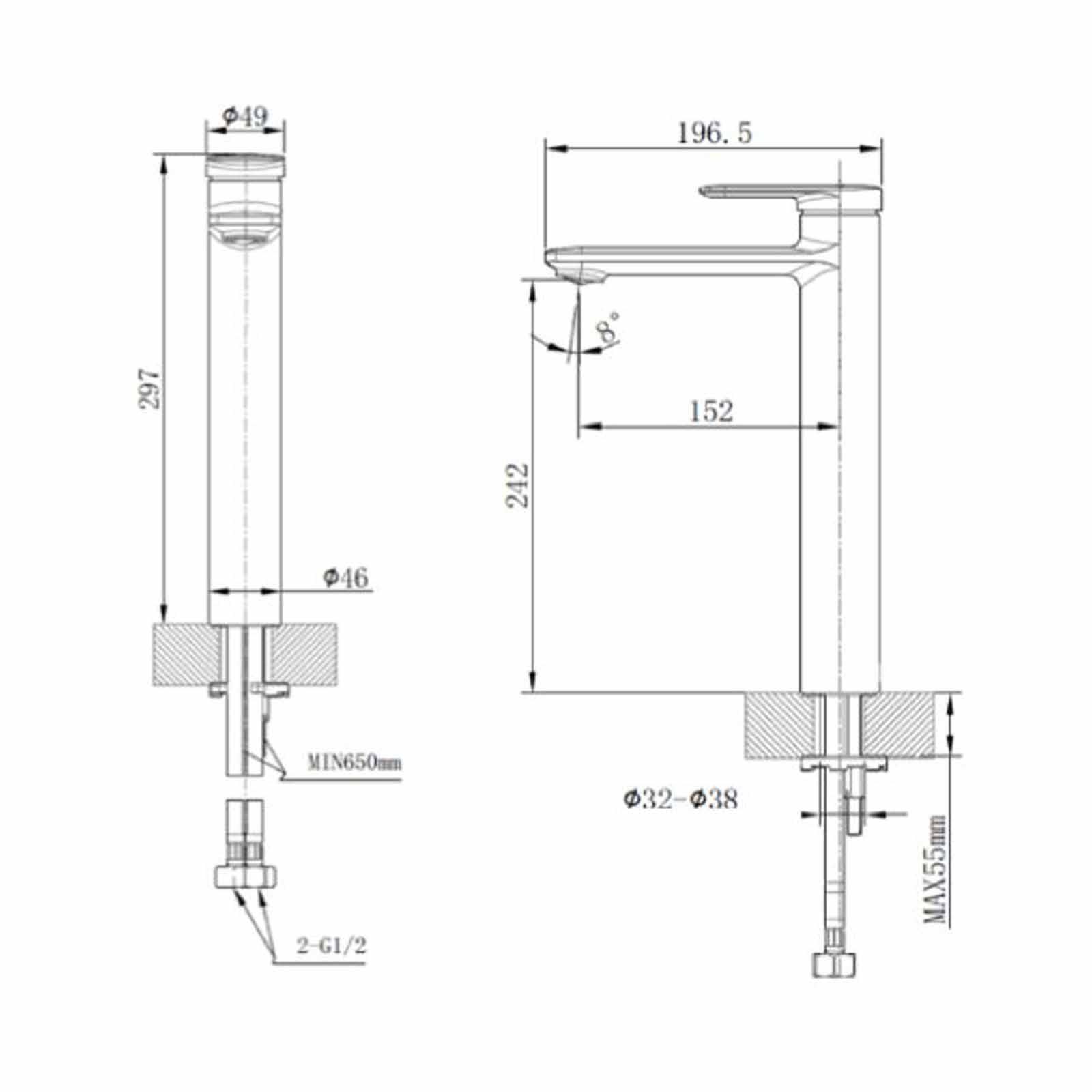 BRAVAT Bravat Eddie Single Lever Highrise Basin Mixer Dzr Brass Body - Exclude Installation F1369402CP-A-ENG-image 4