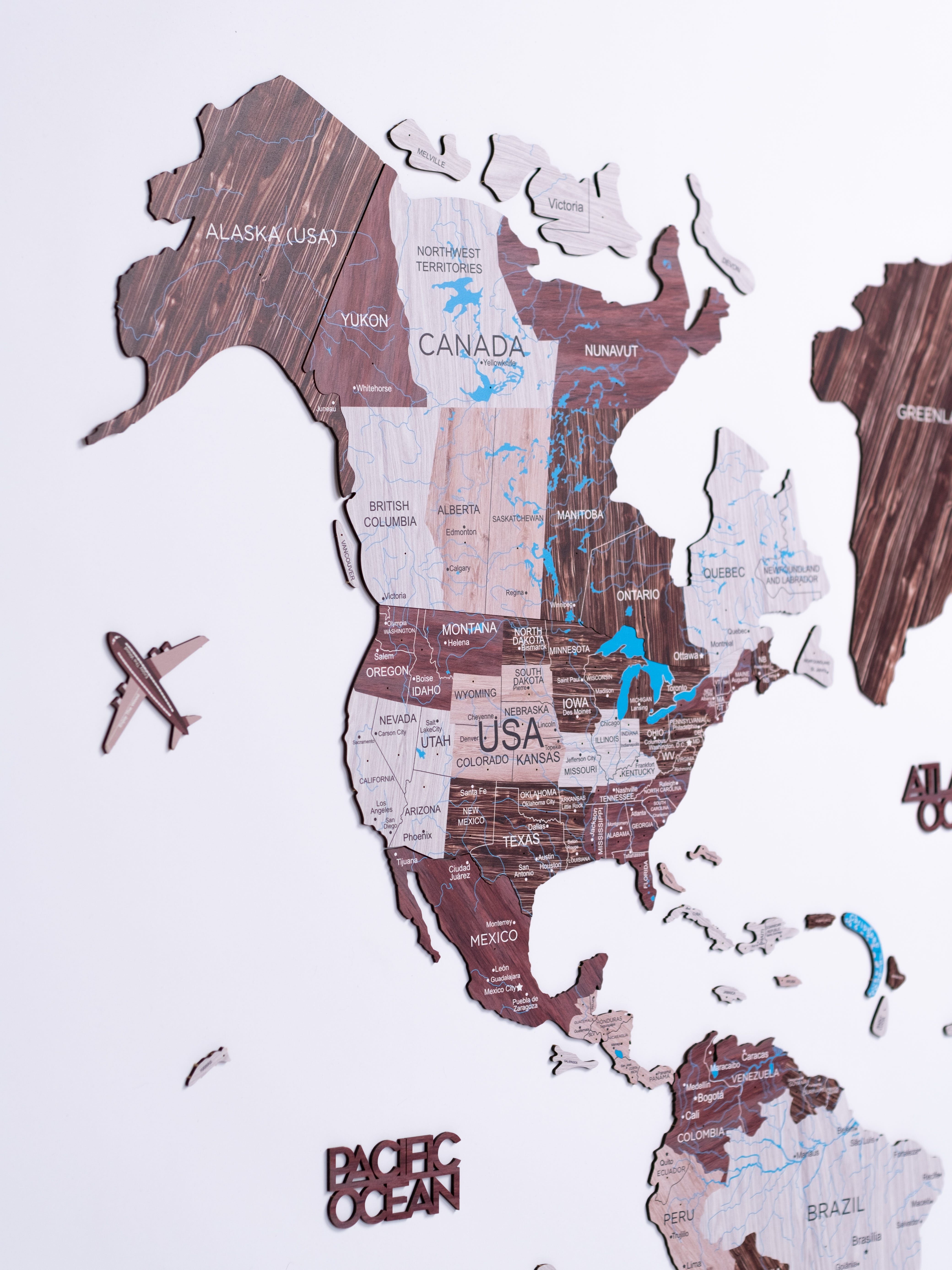 2d Wooden World Map Cappuccino L ENJOY THE WOOD-image 3