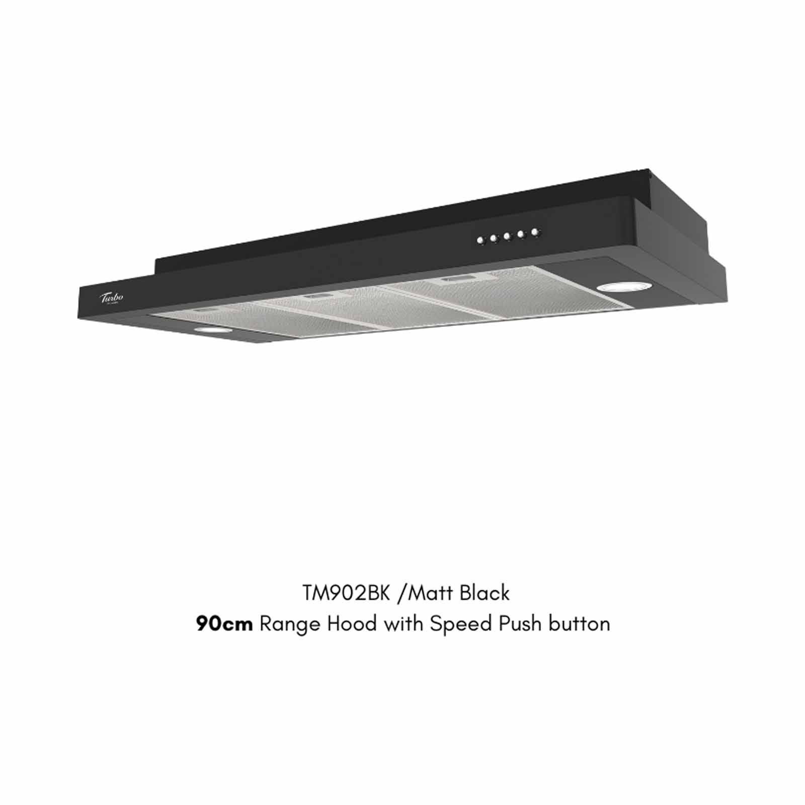 TURBO 90cm Cooker Hood With Push Button (excl. Install) TM902-BK-image 1