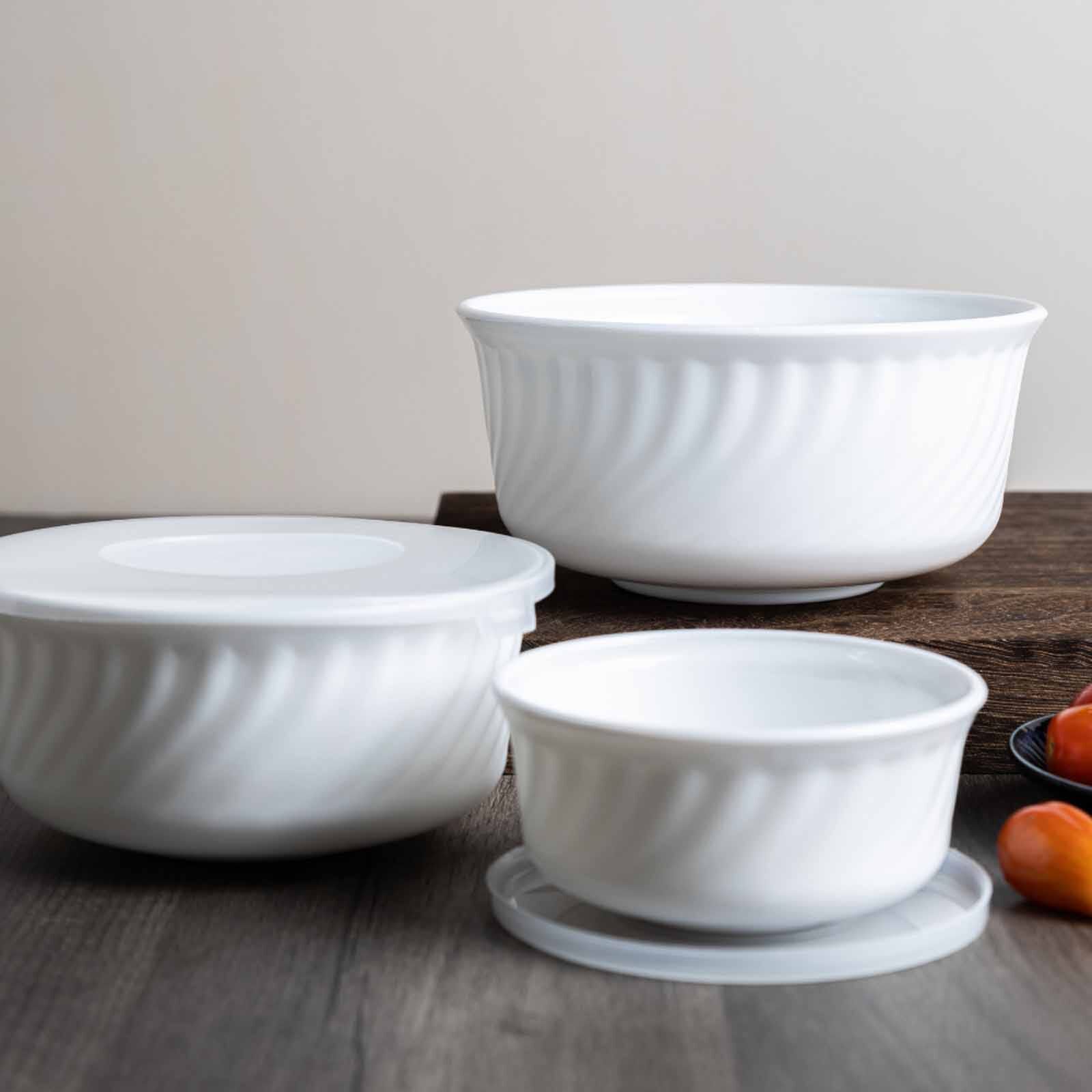 LA GOURMET Pearl Luxe 3pcs Bowl Set With Lid - White LGPAL429315