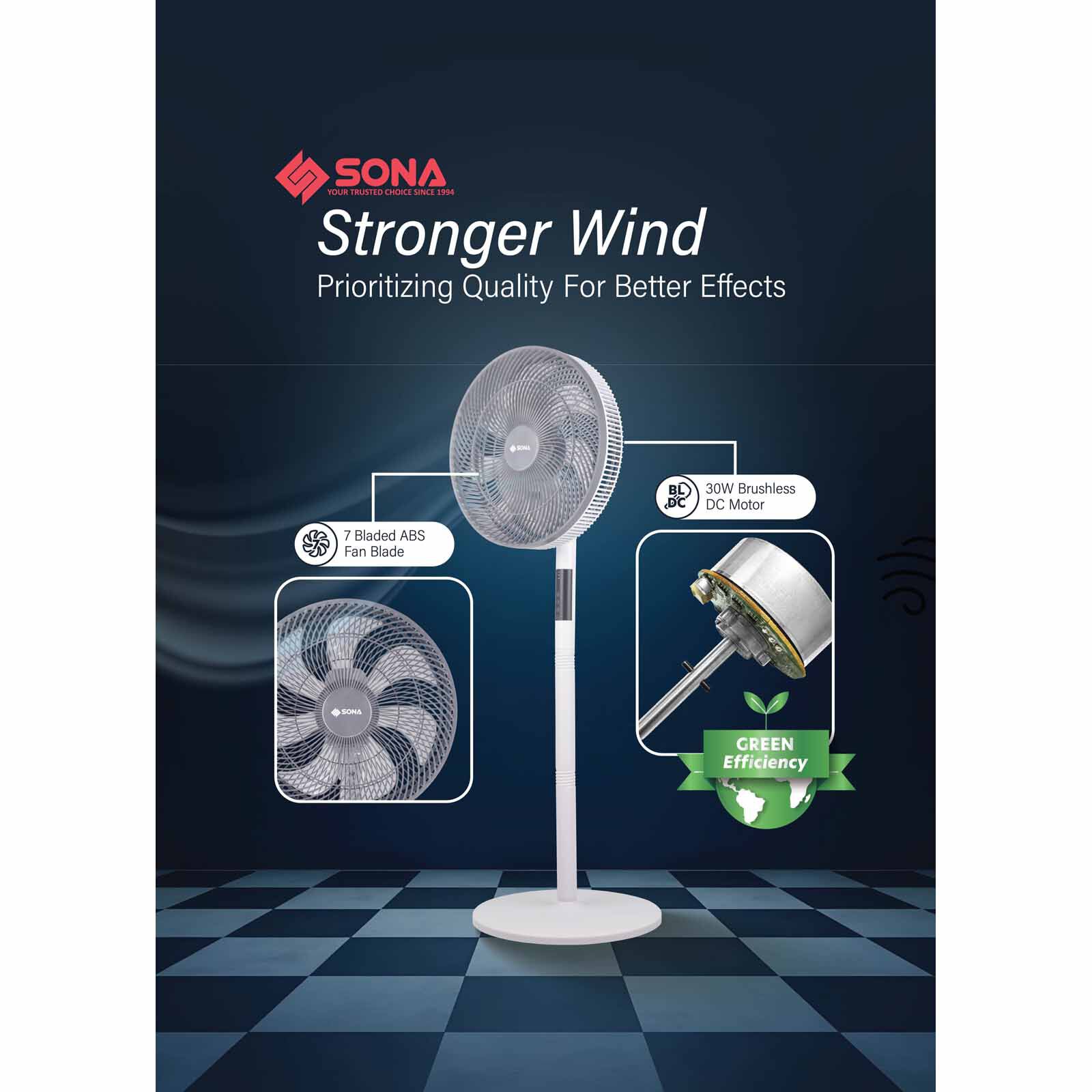 SONA 14 In Dc Stand Fan (2 In 1) With Remote Control SFS9014DC-image 6